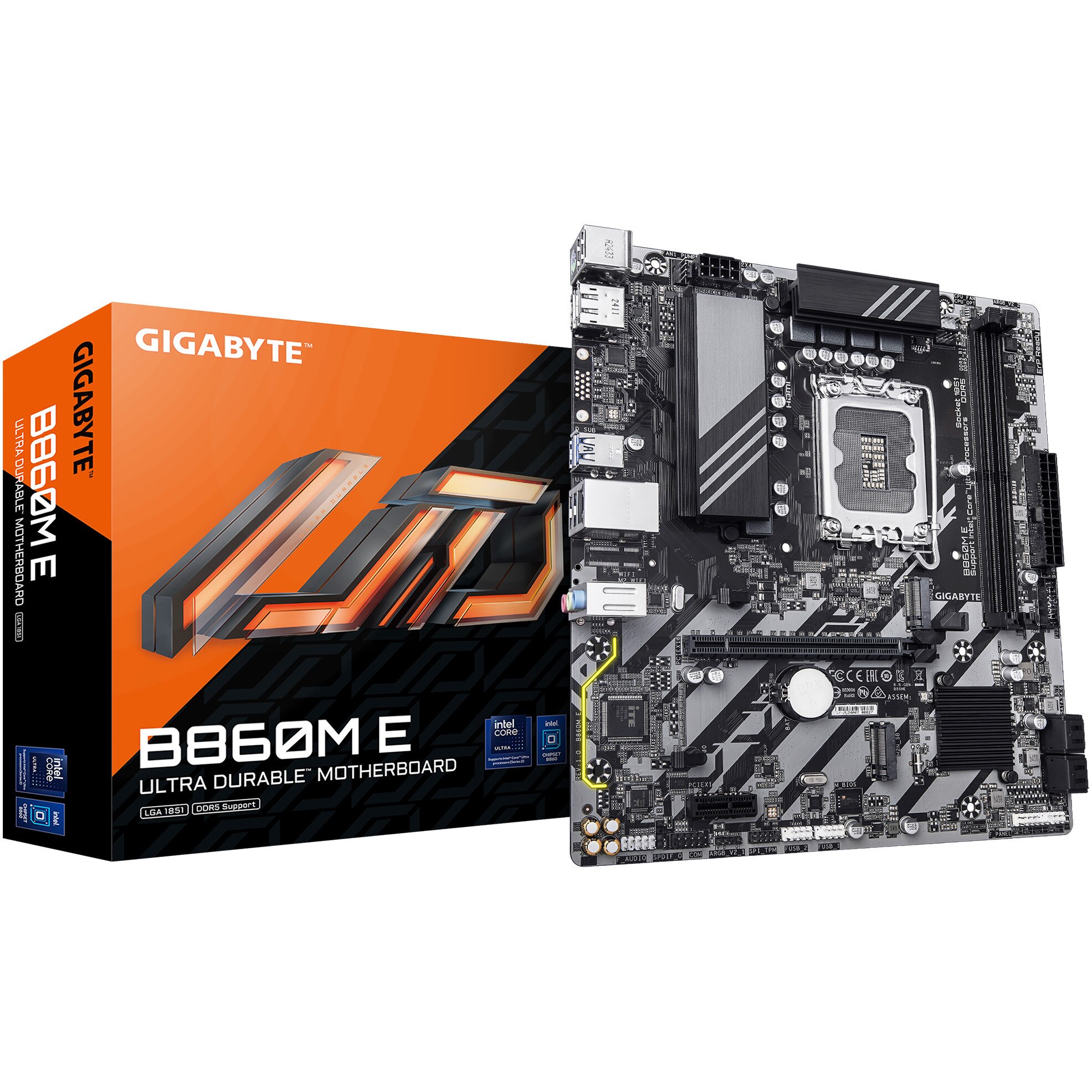 Fotografie Placa de baza Gigabyte B860M E GEN5, Socket LGA1851, DDR5, Micro ATX