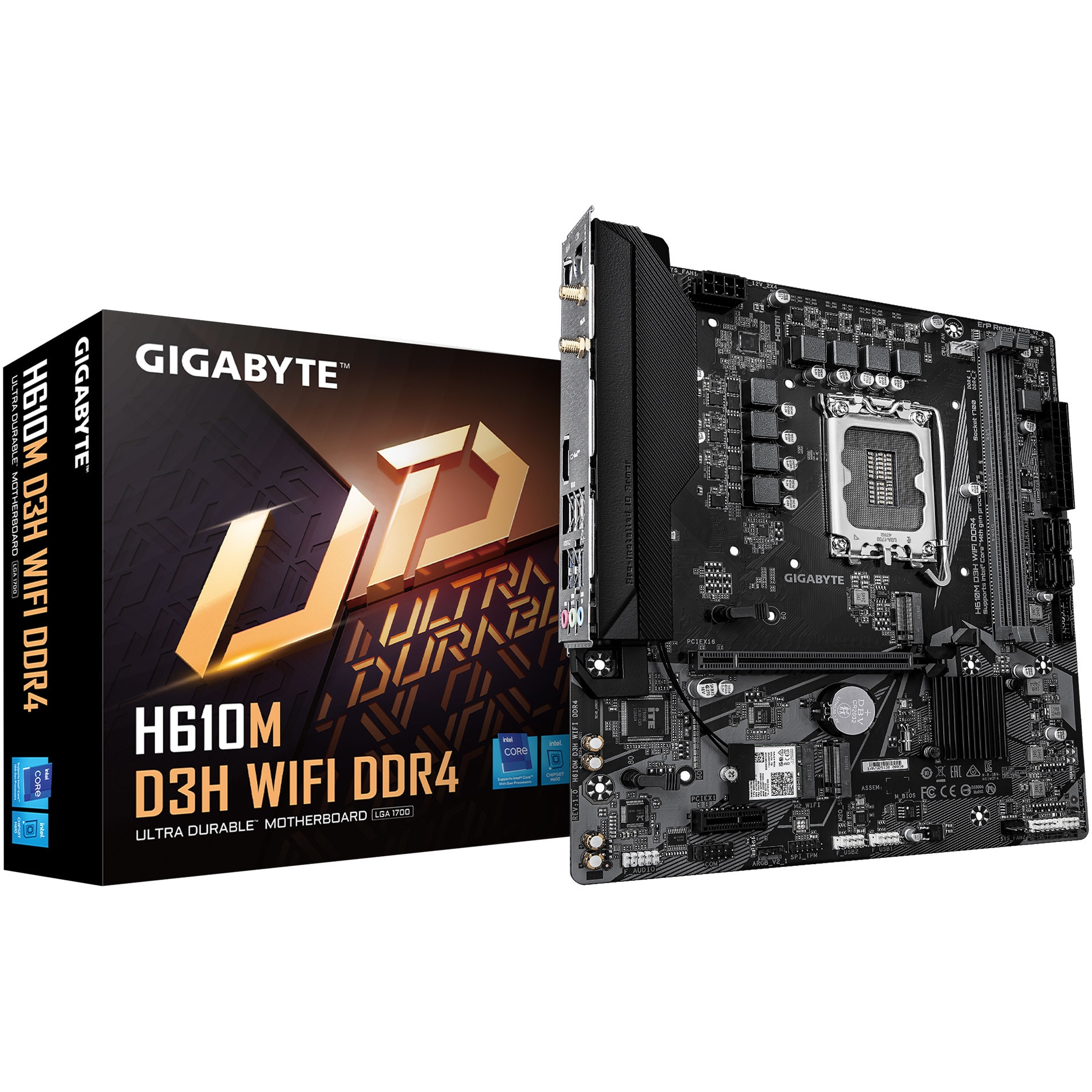 Fotografie Placa de baza Gigabyte H610M D3H WIFI DDR4, LGA1700, BT, mATX, Negru