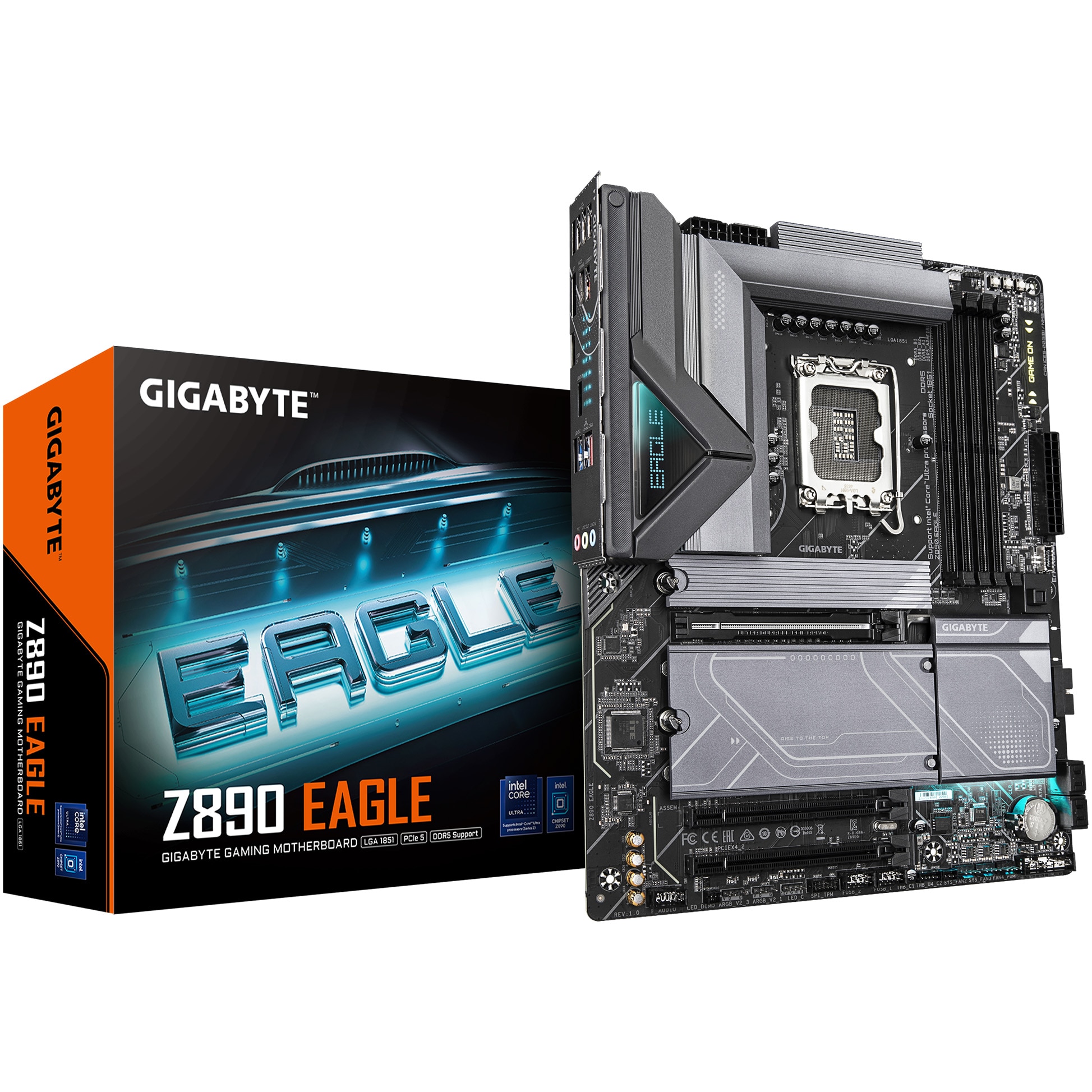 Fotografie Placa de baza GIGABYTE Z890 EAGLE, LGA1851, DDR5, ATX, Negru/Gri