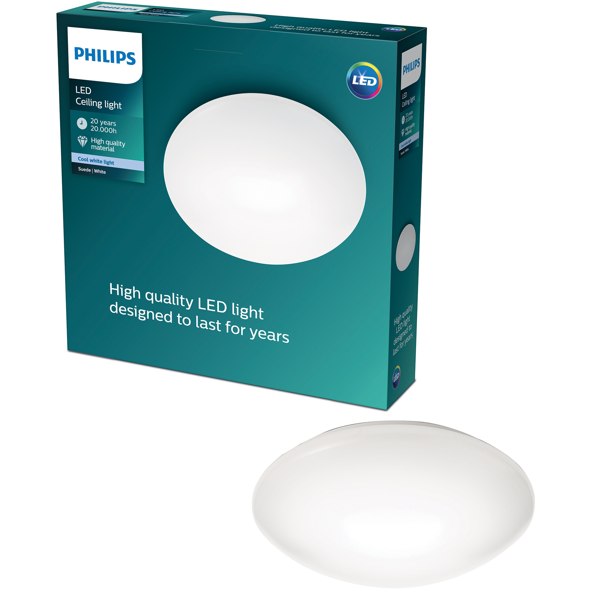 Fotografie Plafoniera LED integrat Philips Suede, 4x5W (40W), 2350 lm, lumina alba rece, clasa energetica E
