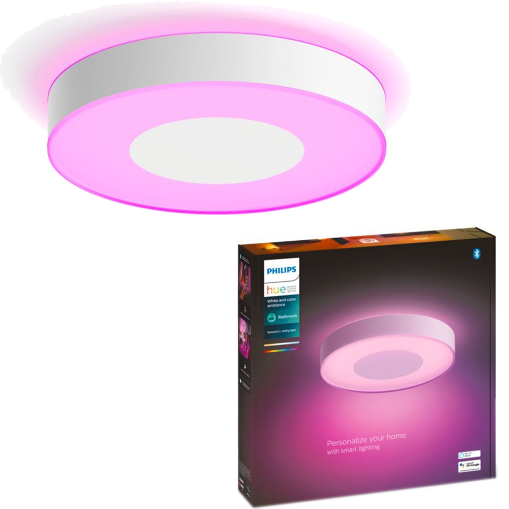 Fotografie Plafoniera LED inteligenta Philips Hue Xamento, Bluetooth, 52.5W, 3700 lm, lumina ambianta alba si colorata, 42.5cm, Alb, clasa energetica G