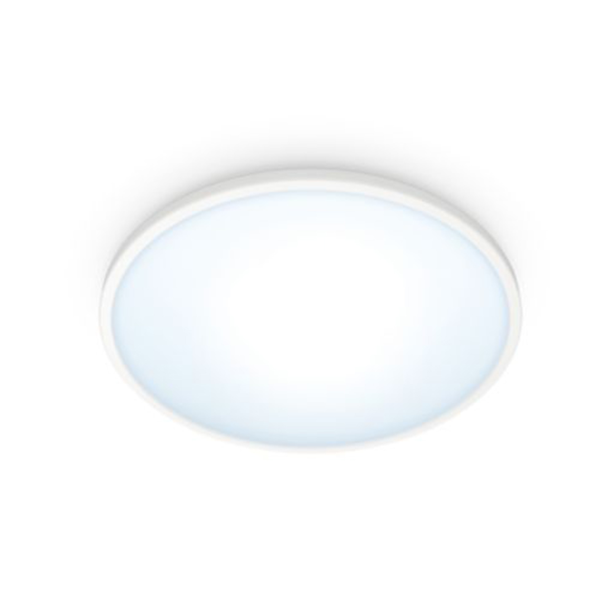 Fotografie Plafoniera LED inteligenta WiZ SuperSlim, Wi-Fi, Bluetooth, 14W, 1300 lm, lumina alba reglabila, 24.2 cm, metal/plastic, Alb, clasa energetica E