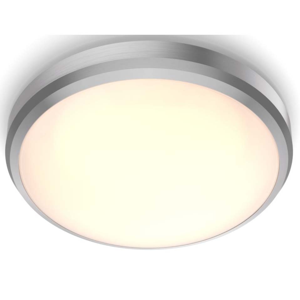Fotografie Plafoniera LED Philips Doris CL257, 6W, 600 lm, temperatura lumina 2700K, IP44, 22 cm, Nichel, clasa energetica F