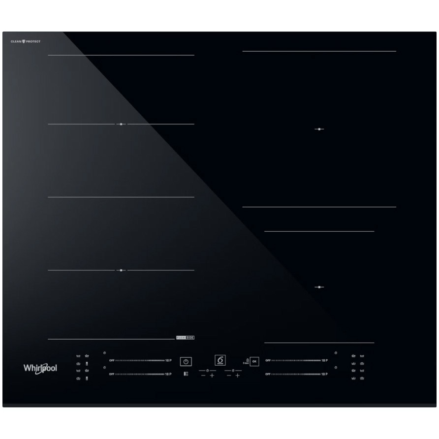 Fotografie Plita incorporabila Whirlpool WF S5060 CPBF, Inductie, 4 zone de gatit, ChefControl, FlexiSide, 60 cm, Negru