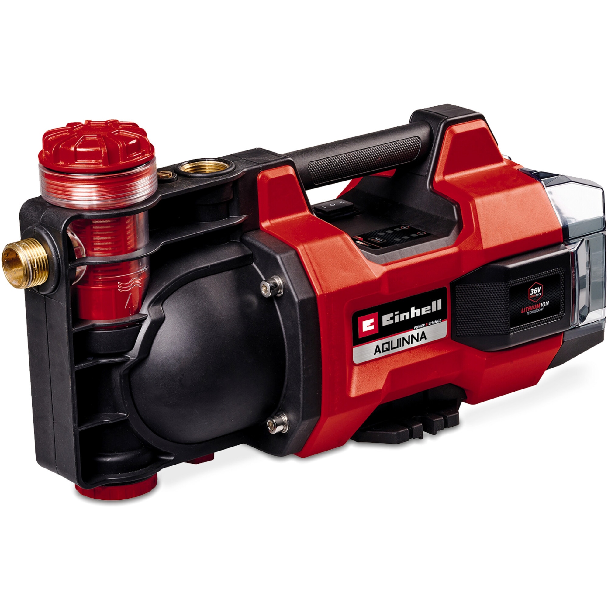 Fotografie Pompa de gradina automata pe acumulator Einhell Expert AQUINNA 36/38 F LED AUTOMATIC Power X-Change, 36 V, 3800 L/h, 37 m inaltime de refulare, ECO/Boost, pre-filtru, fara acumulator/incarcator