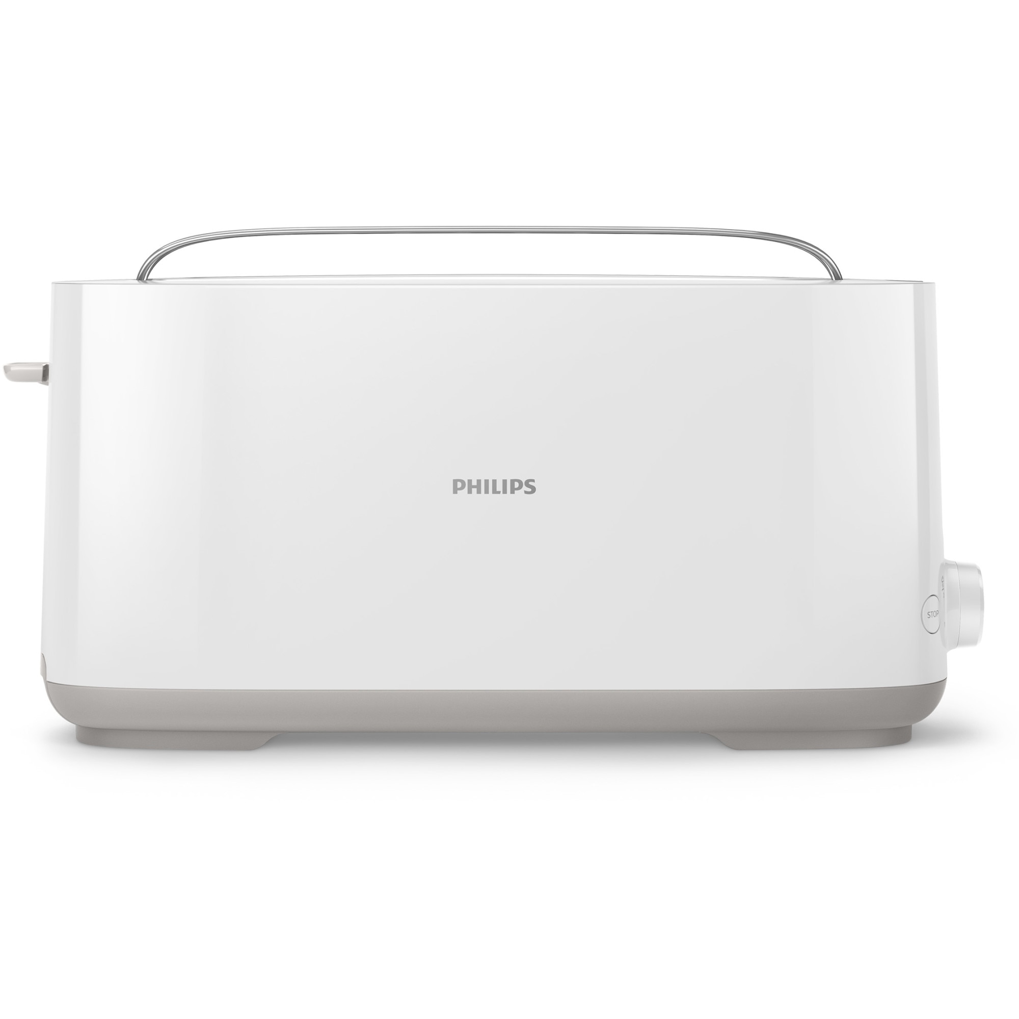Fotografie Prajitor de paine Philips HD2590/00, Plastic, Fantă lungă, încălzitor de chifle, Alb