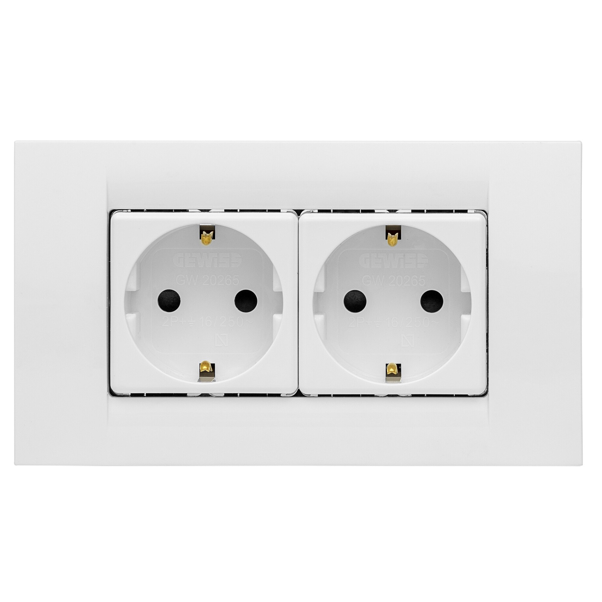 Fotografie Priza dubla Gewiss 4M, pentru doza 4M, 16A, plastic, Alb