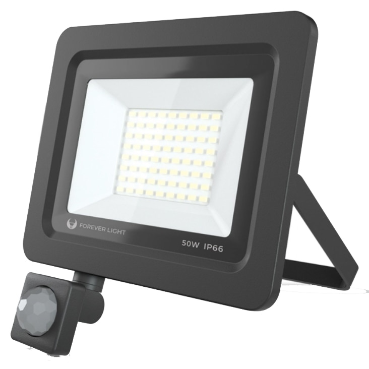 Fotografie Proiector LED cu senzor de miscare Forever Light PROXIM II, 50W (220W), 4000 lm, lumina alba rece (6000K), IP66, Aluminiu/Sticla , clasa energetica G