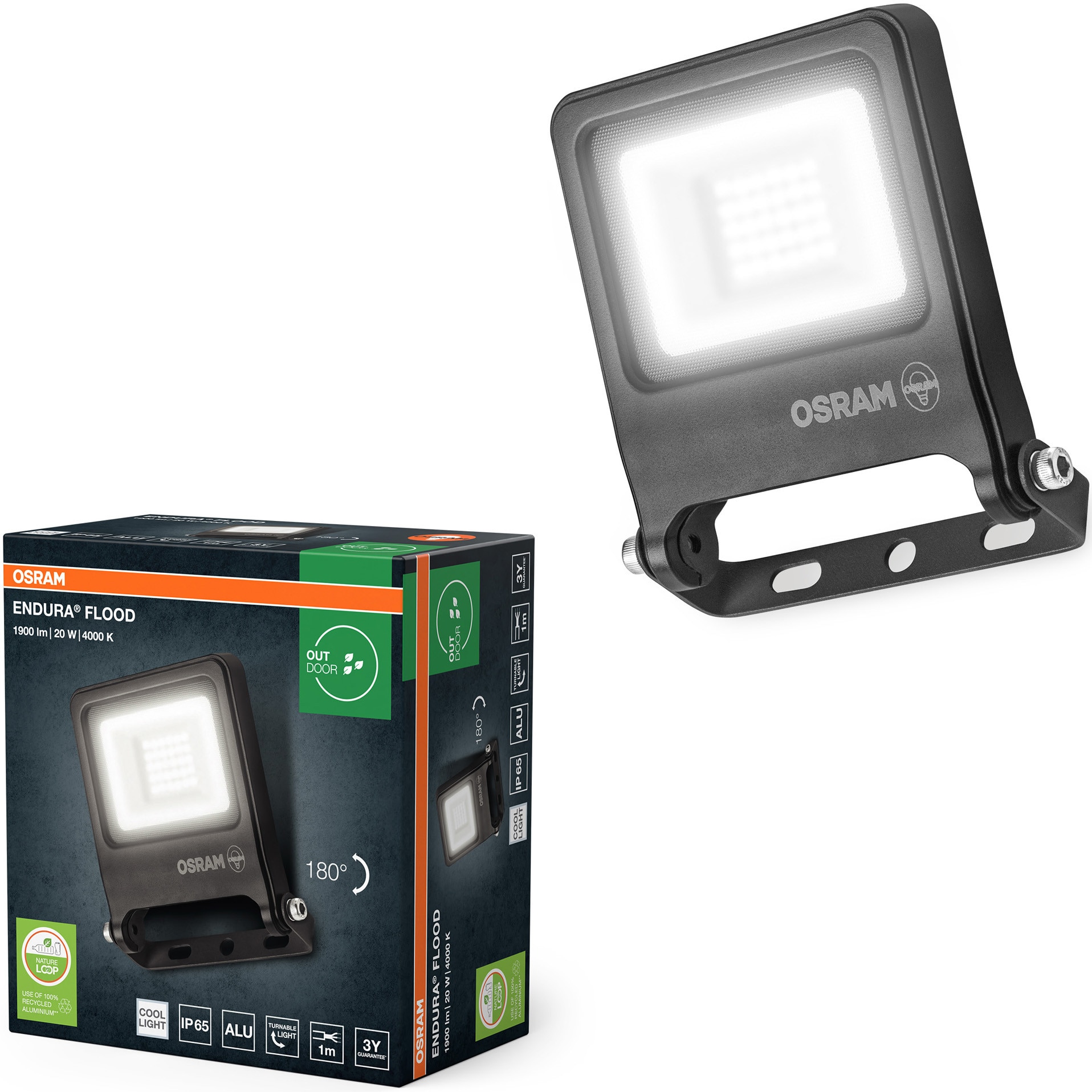 Fotografie Proiector LED OSRAM Endura PCR, 20 W, 1800 lm, lumina neutra (4000K), IP65, clasa energetica F