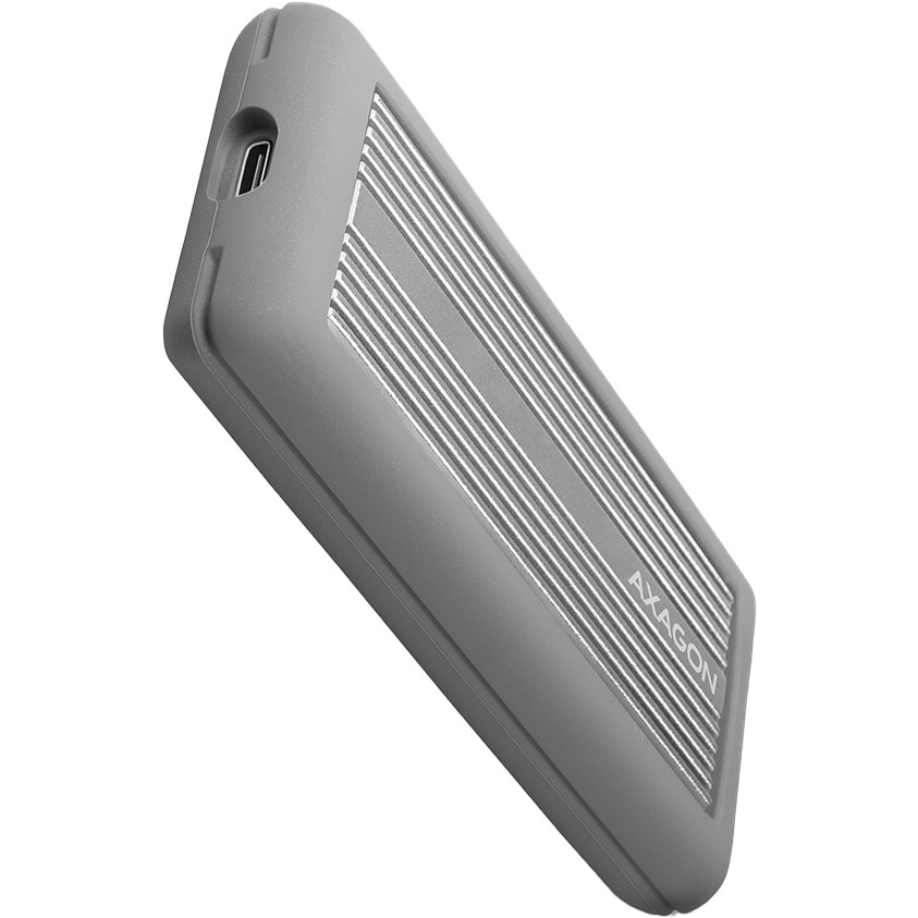 Fotografie Rack extern Axagon USB-C 3.2 Gen2 - M.2 NVMe, Gri, rezistent la socuri