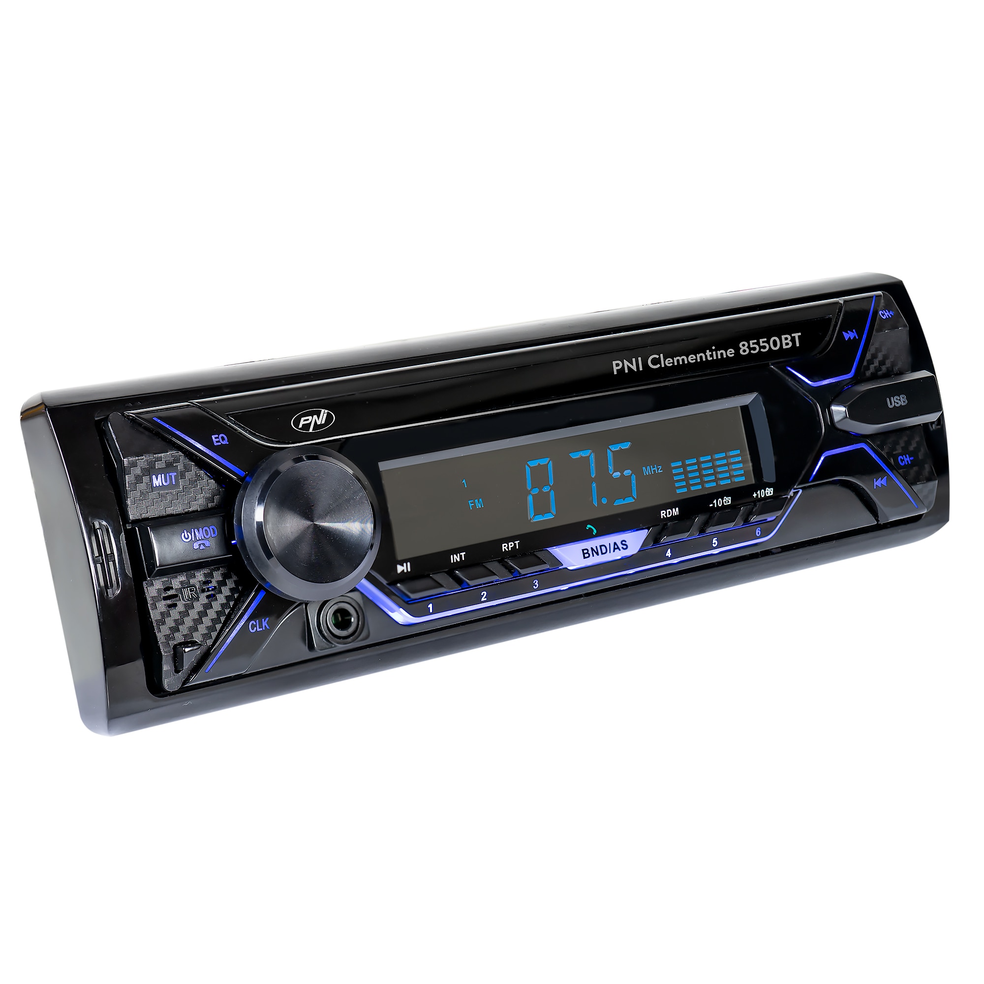 Fotografie Radio MP3 player auto PNI Clementine 8550BT, fata detasabila, 4x45w, 12V, 1 DIN, cu SD, USB, AUX, RCA
