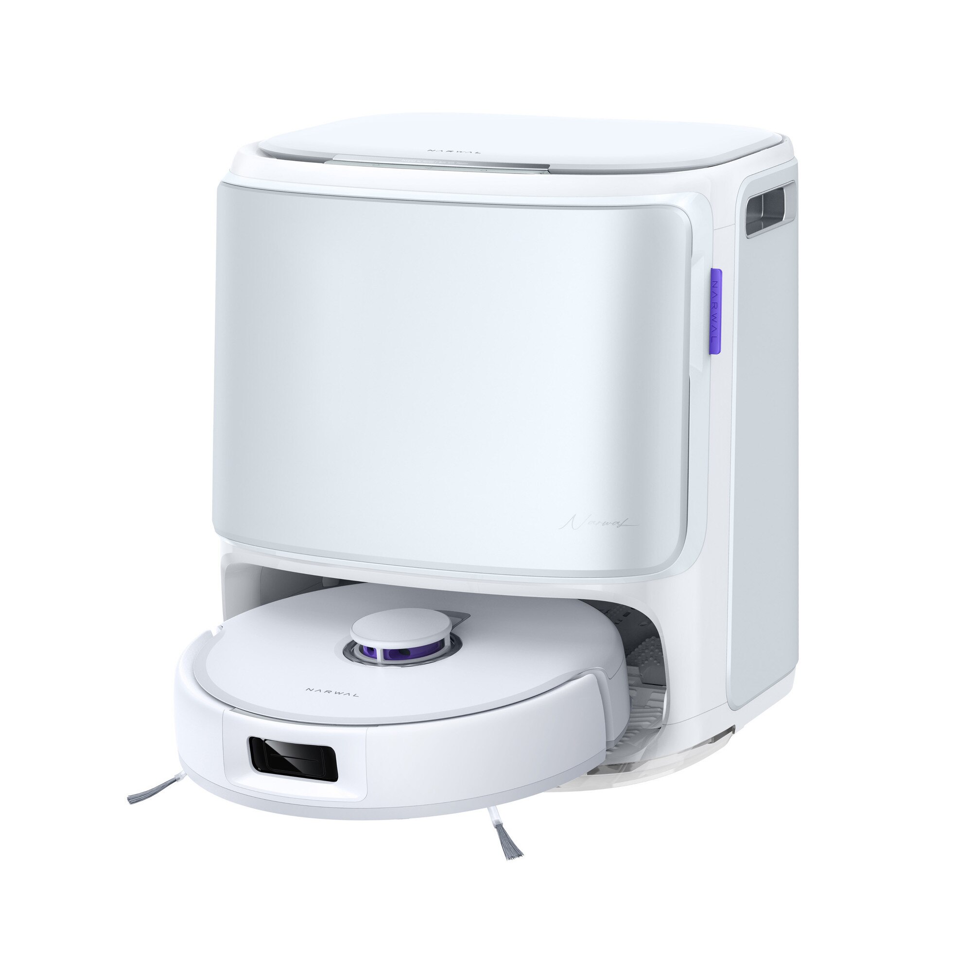 Fotografie Robot aspirare Narwal Freo Z10, aspirator&mop&statie incarcare all-in-one, 15.000 Pa,5200mAh, 3D mapare, rezervor apa: apa curata 5L, apa murdara 4.75L, asistent vocal: Google, Alexa, Siri, recipient praf 300 ml, alb