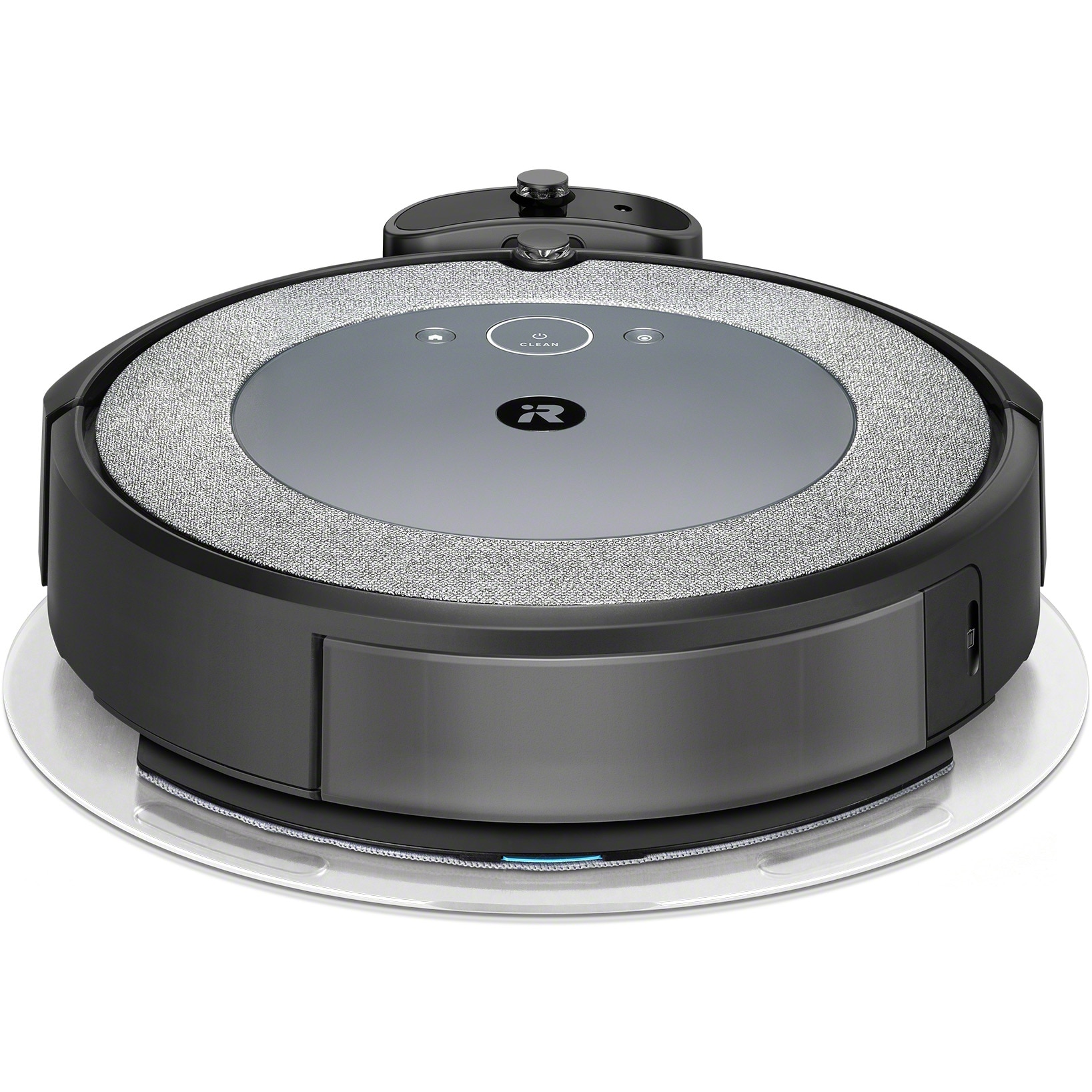 Fotografie Robot de aspirare cu mop, iRobot Combo i5, i517840, sistem de curatare Aeroforce in 4 etape, recipient lavabil, wi-fi, navigare inteligenta si harta, control prin aplicatia iRobot Home, Dirt Detect, gri/negru