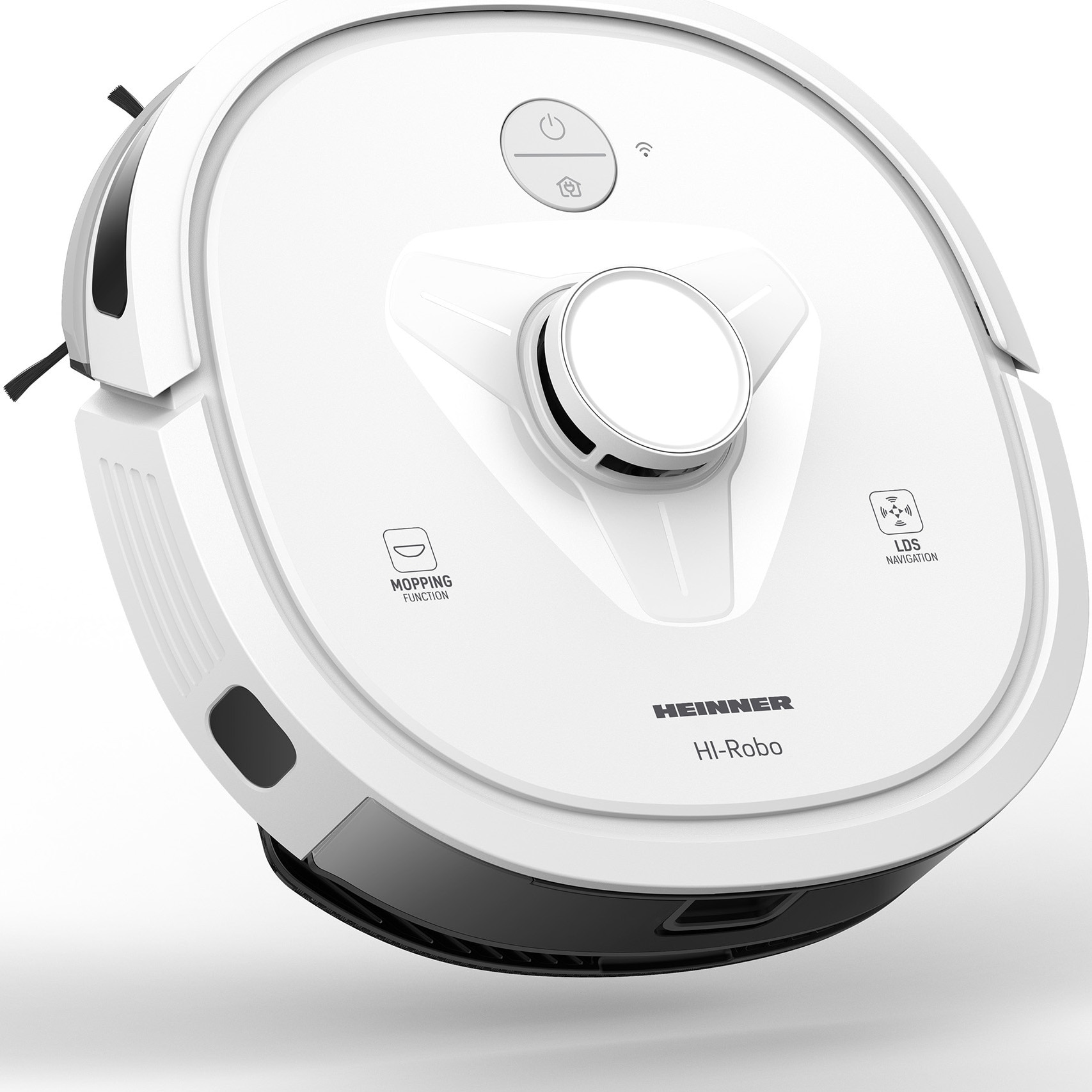 Fotografie Robot de aspirare Heinner HI-Robo HRVC-M33WH, WI-FI, aspirator si mop, 14.4V/ 3350 mAh, putere aspirare 2000Pa, motor BLDC, navigatie LDS, autonomie 180 min, recipient praf: 600 ml, rezervor apa 250 ml, alb