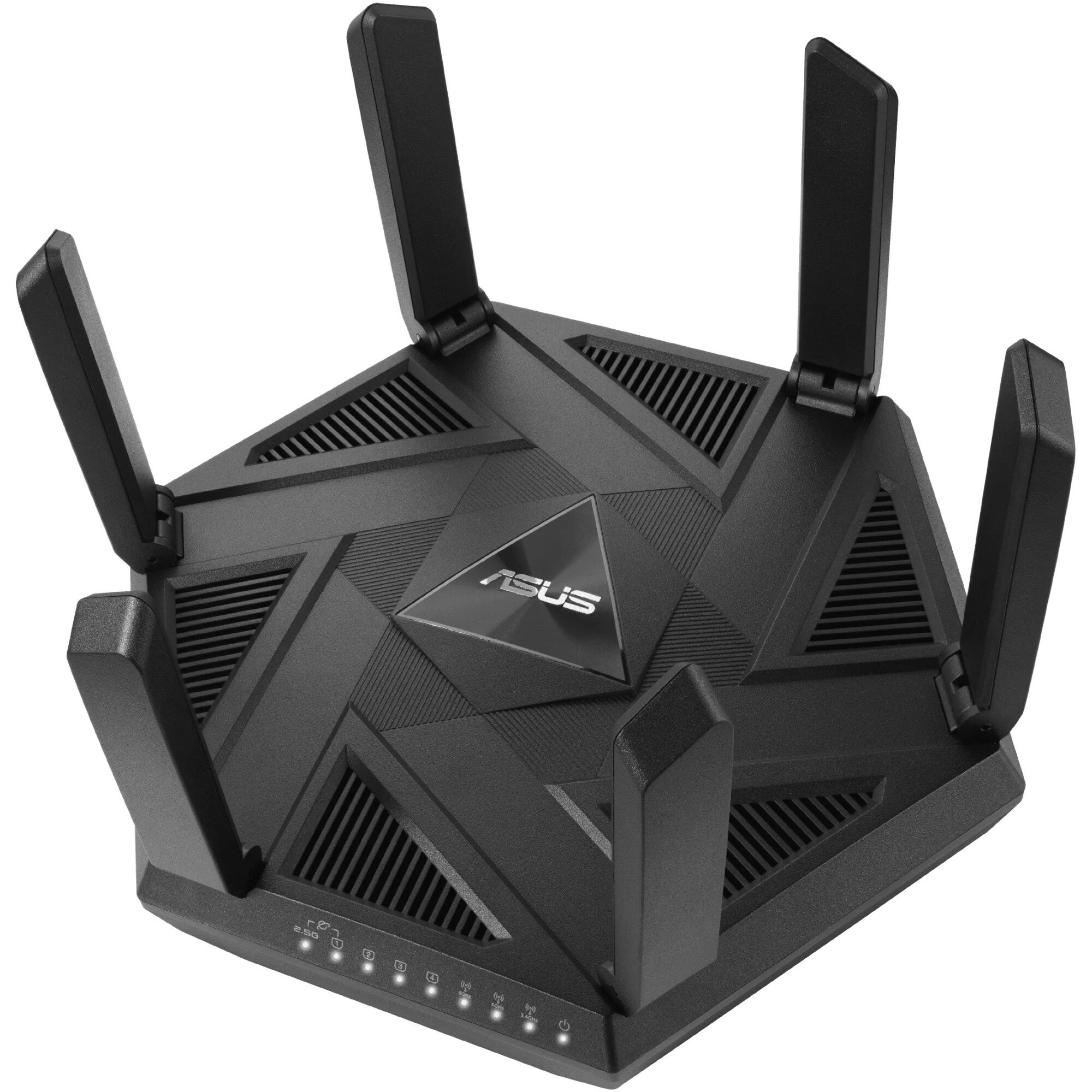 Fotografie Router Gaming Wireless ASUS RT-AXE7800, AXE7800, Tri-Band, Quad-Core 1.7GHz CPU, 256MB/512MB Flash/RAM, 2.5G port, AiProtection Pro, Adaptive QoS, VPN Fusion, Instant Guard, IPTV, OFDMA, MU-MIMO, Beamforming, Link Aggregation, Port forwarding, AiMesh
