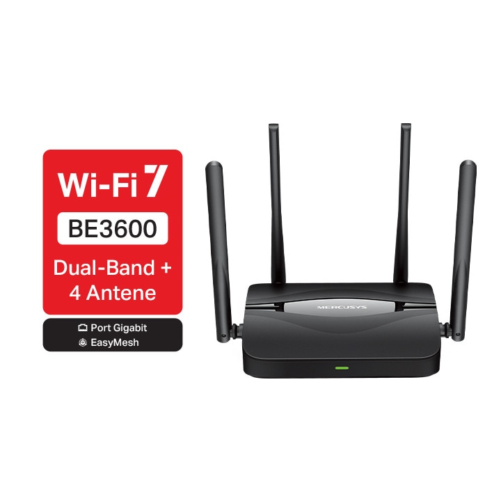 Fotografie Router Wireless Mercusys MR25BE, BE3600, Dual-Band, Wi-Fi 7, MLO, compatibil EasyMesh