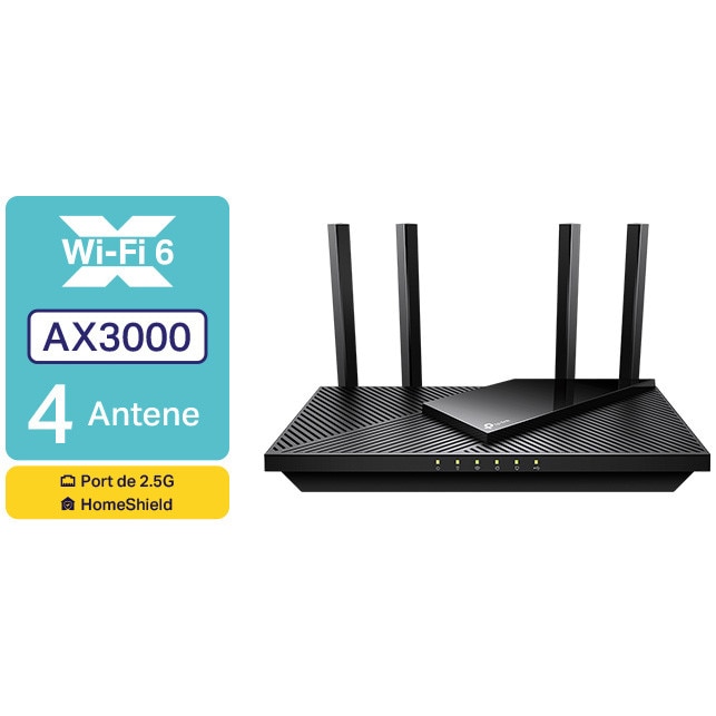 Fotografie Router Wireless TP-Link Archer AX55 Pro, AX3000, Dual-Band, Wi-Fi 6, OFMA, Beamforming, HomeShield Security, Ultra-Low Latency, OneMesh™, port 2.5G