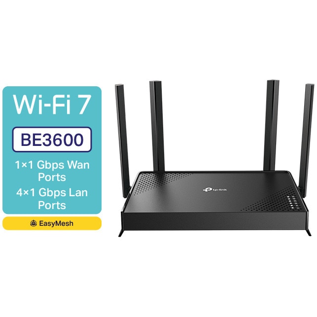Fotografie Router Wireless TP-Link Archer BE220, BE3600, Dual-Band, Wi-Fi 7, Gigabit, MLO, HomeShield, EasyMesh