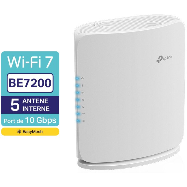 Fotografie Router Wireless TP-Link Archer BE450, BE7200, Dual-Band, Wi-Fi 7, MLO, Port 10G, Port 2.5G, port USB 3.0, HomeShield, EasyMesh