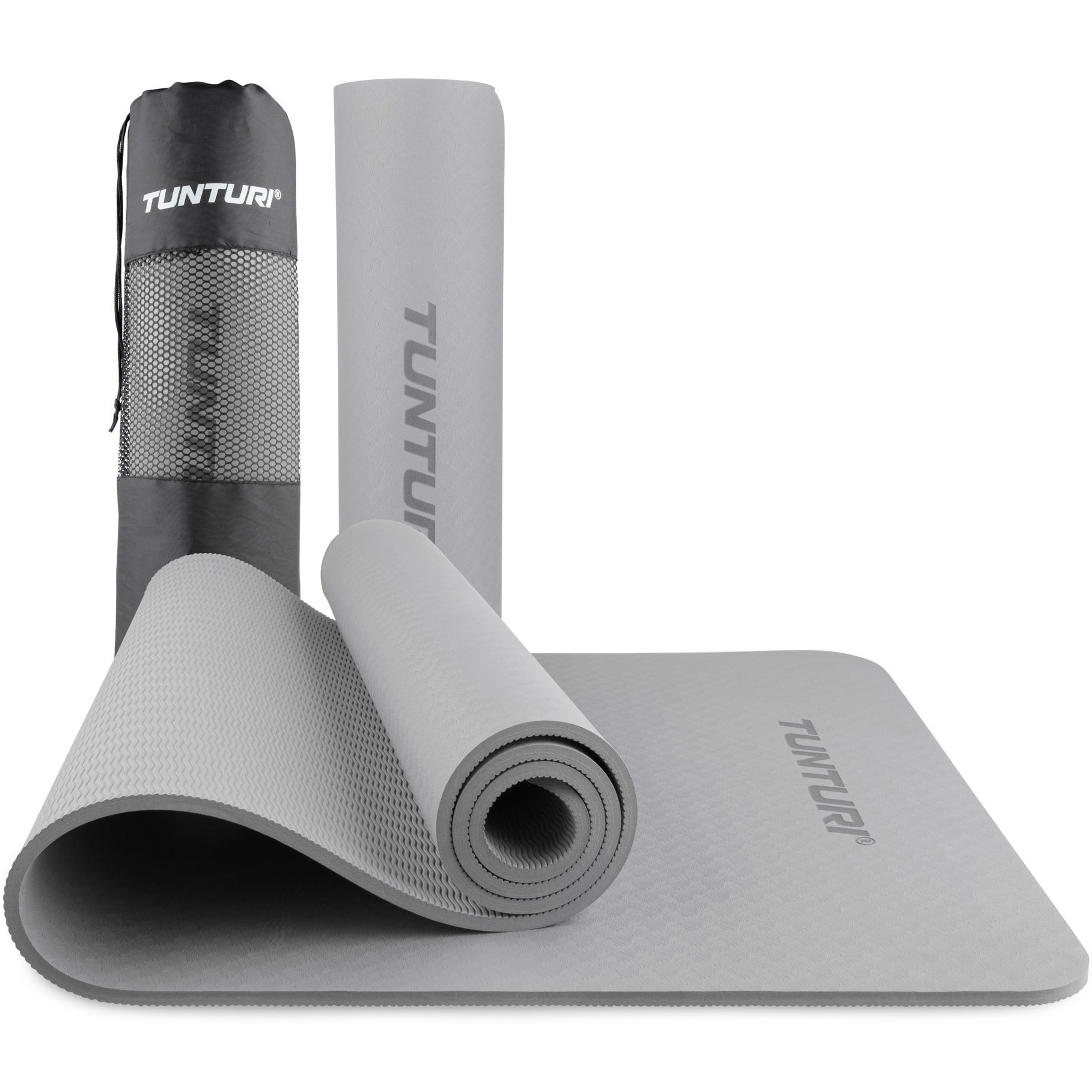 Fotografie Saltea de fitness Tunturi Yogamat 8mm , Gri + geanta de transport