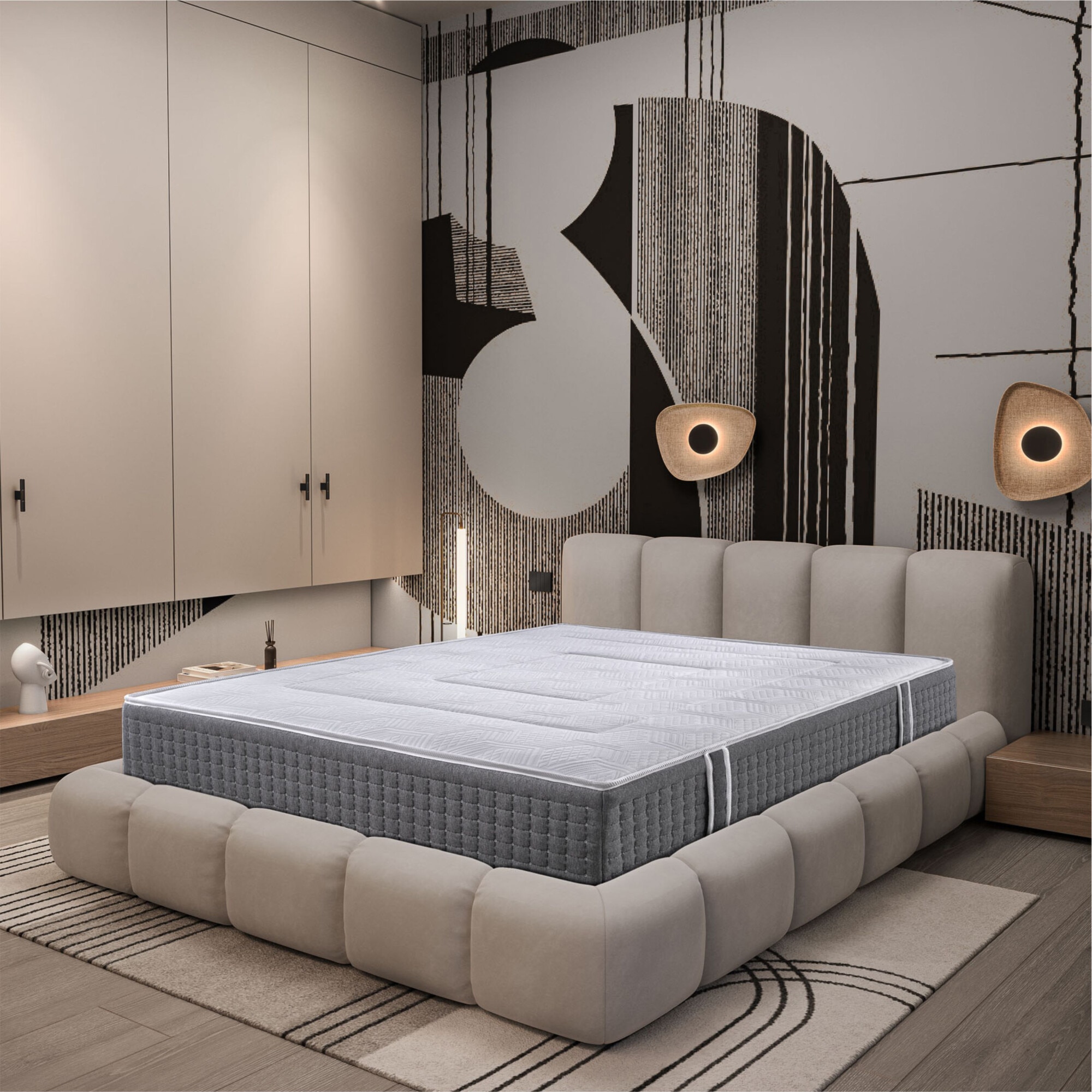 Fotografie Saltea superortopedica Best Sleep Active, dimensiuni 180x200x34cm, Arcuri Pocket, spuma high resilience, spuma memory, 7 zone de confort, fermitate medie