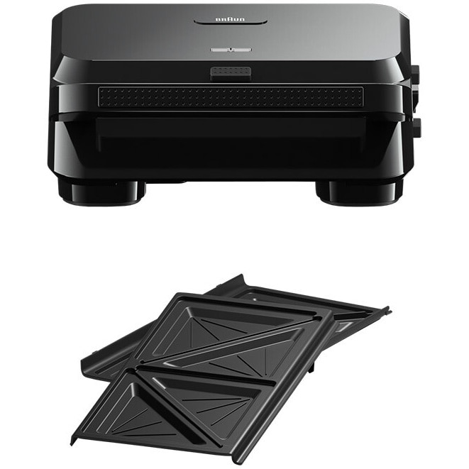 Fotografie Sandwich-maker BRAUN SM5000, 800W, 1 set placi detasabile, invelis antiaderent premium, negru
