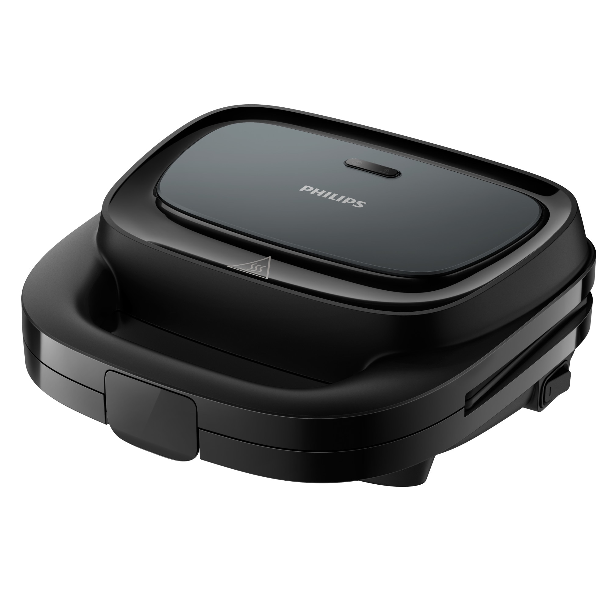 Fotografie Sandwich-maker Philips HD2330/90 seria 3000, 750 W, Plite neaderente si versatile pentru sandwich-uri, panini si altele, Leduri indicatoare, Sistem de blocare rapida, Comutator pornit/oprit, Negru