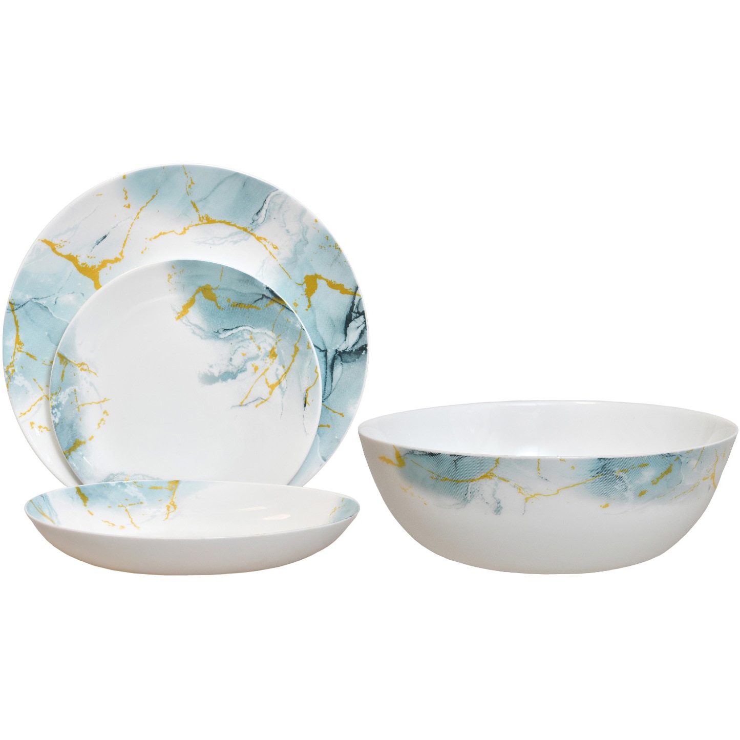 Fotografie Serviciu de masa Dinova Saina Decor Turquoise, opal, 19 piese