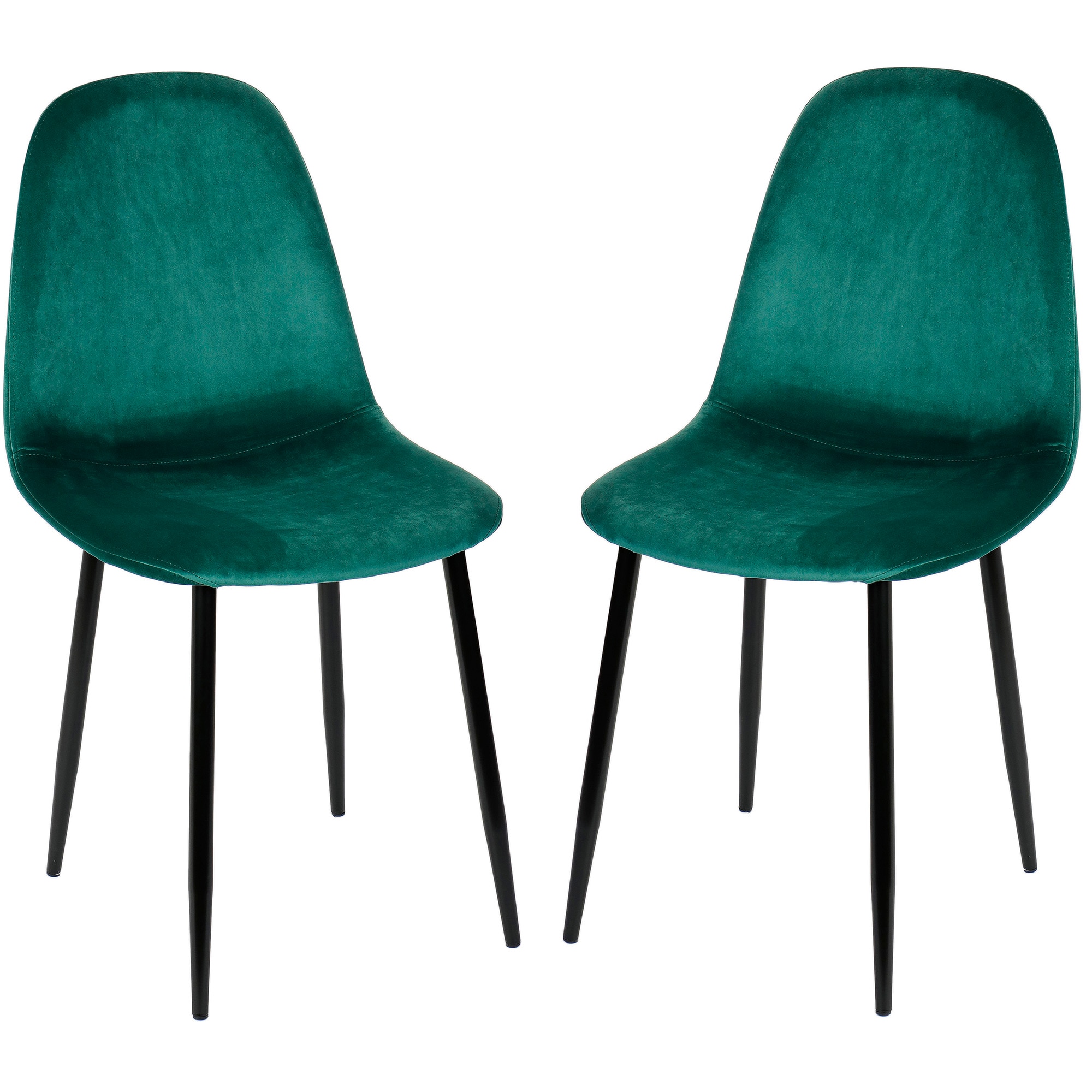 Fotografie Set 2 scaune dining / bucatarie Kring Miles, cadru metal, tapiterie catifea, Verde smarald