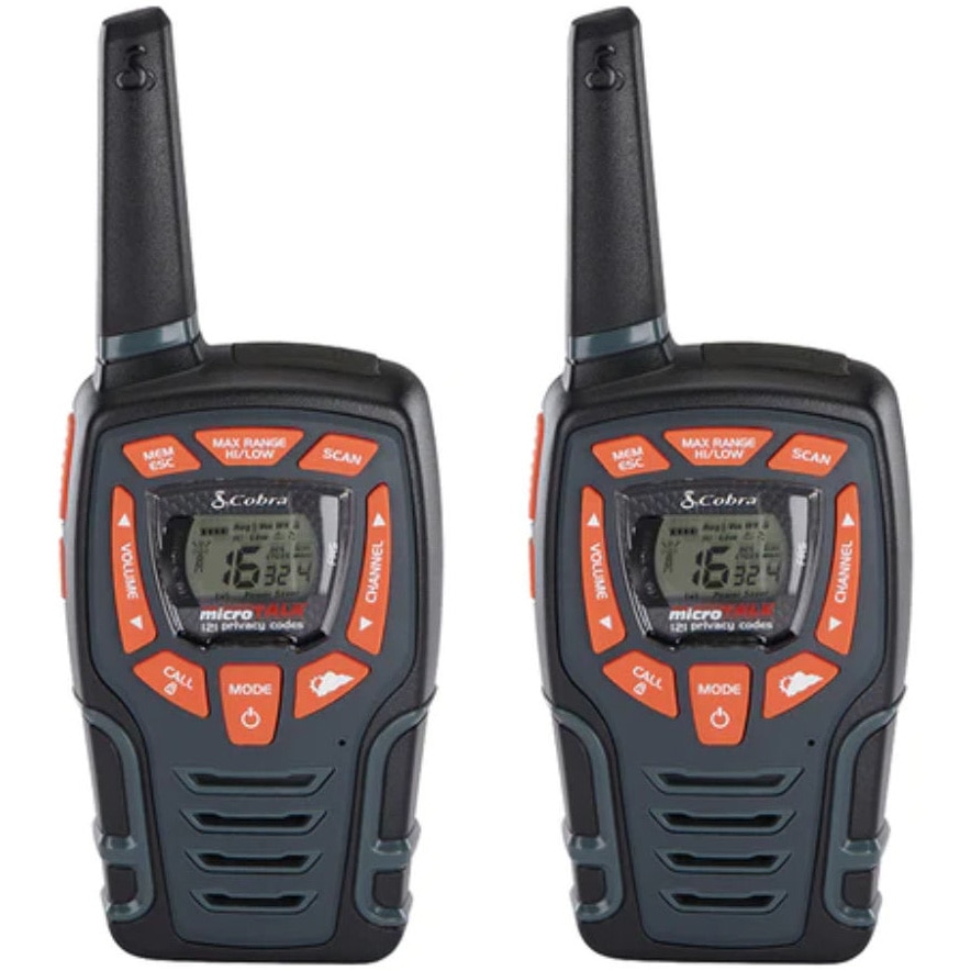 Fotografie Set 2 statii walkie-talkie Cobra AM855 , raza pana la 10 km , 16 canale si 121 coduri private , design robust , rezistent la apa (IPX2) , lanterna LED , dock incarcare , 6 acumulatori