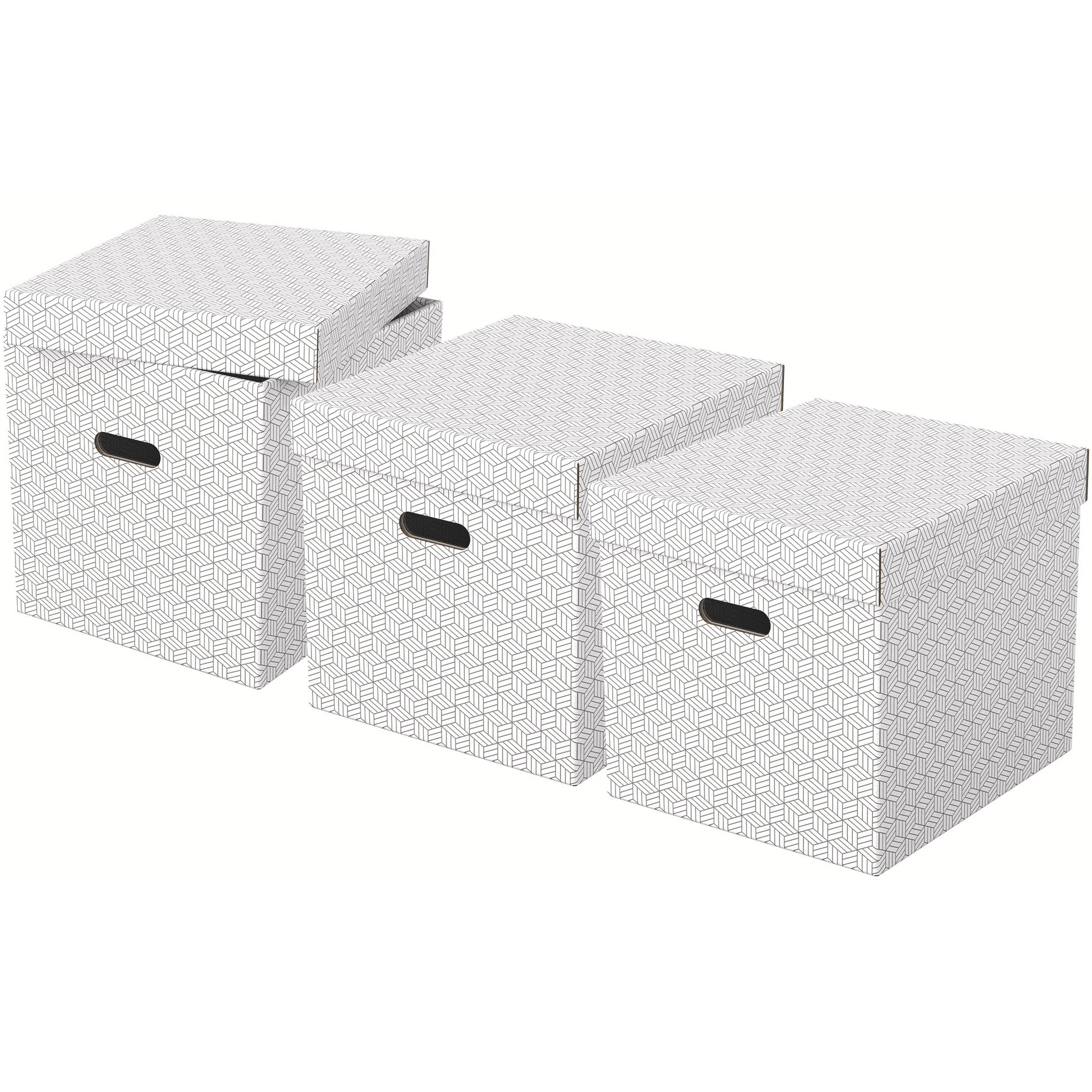 Fotografie Set 3 cutii depozitare Esselte Home Recycled, carton, 36x32x31 cm, cu capac, alb