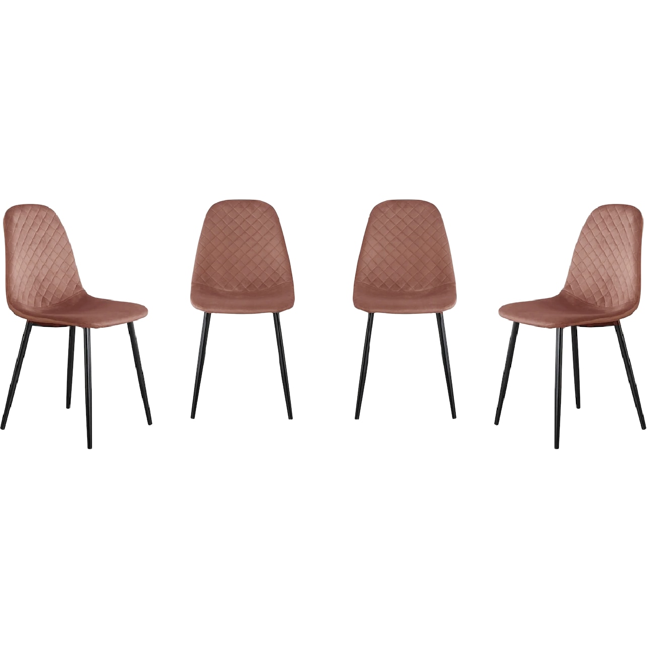 Fotografie Set 4 scaune dining/bucatarie Kring Django, cadru metal, tapiterie catifea, Roz