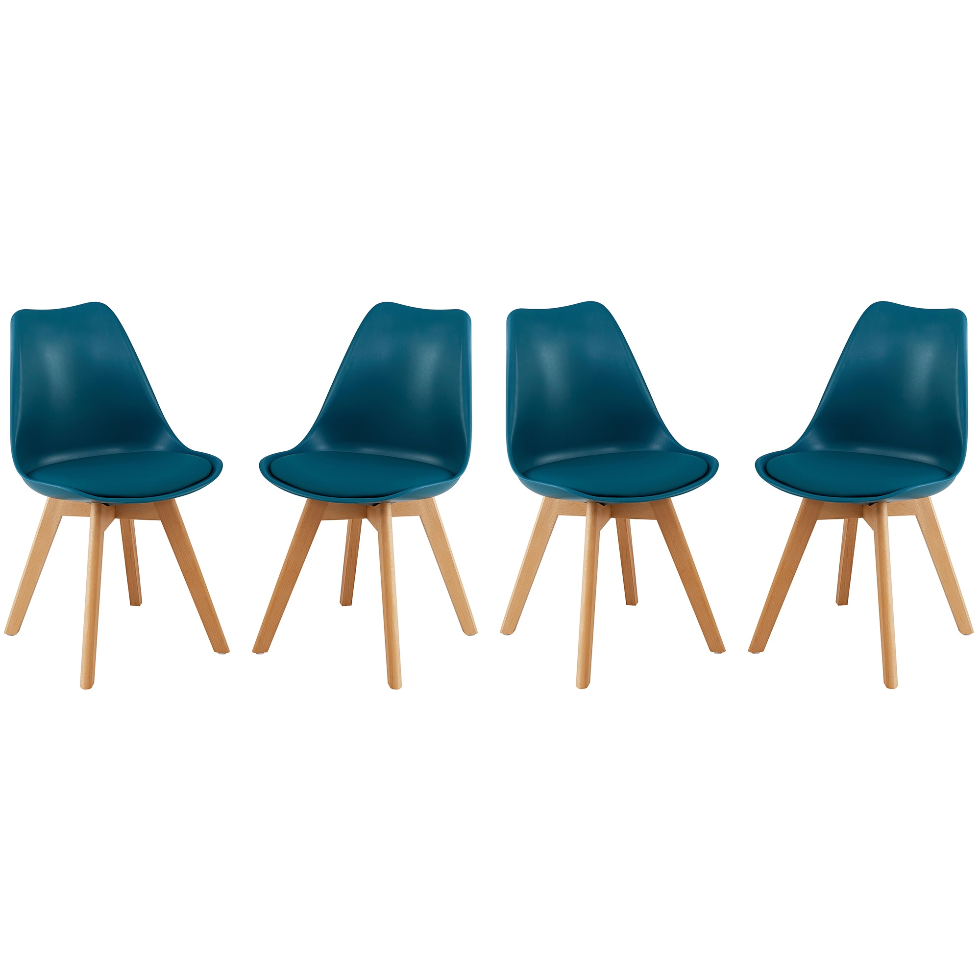 Fotografie Set 4 scaune dining/bucatarie Kring Havana, lemn/PP, perna sezut, Verde Marin
