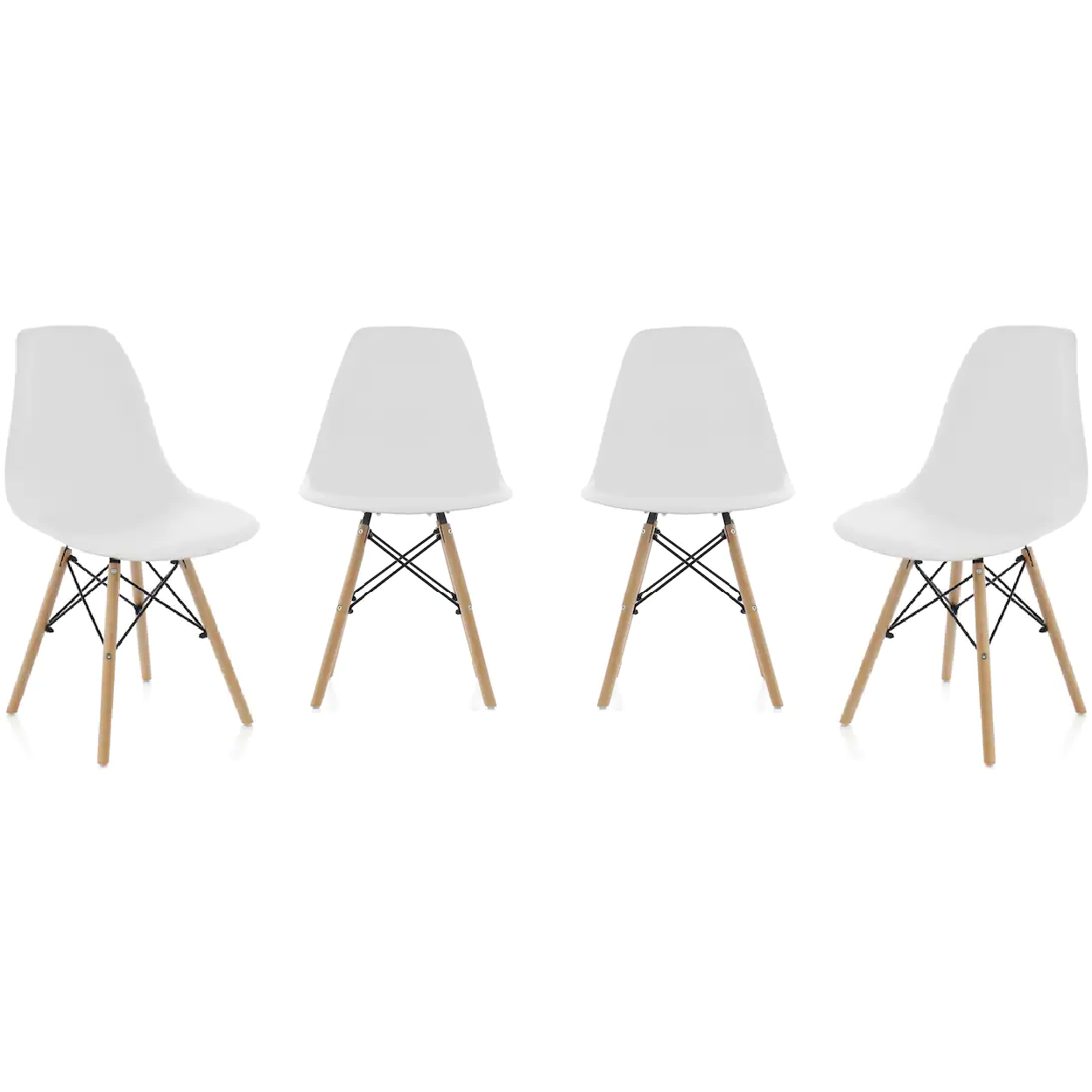 Fotografie Set 4 scaune dining/bucatarie Kring Kai, lemn / PP, Alb