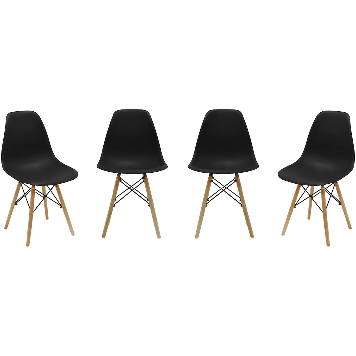 Fotografie Set 4 scaune dining/bucatarie Kring Kai, lemn / PP, Negru