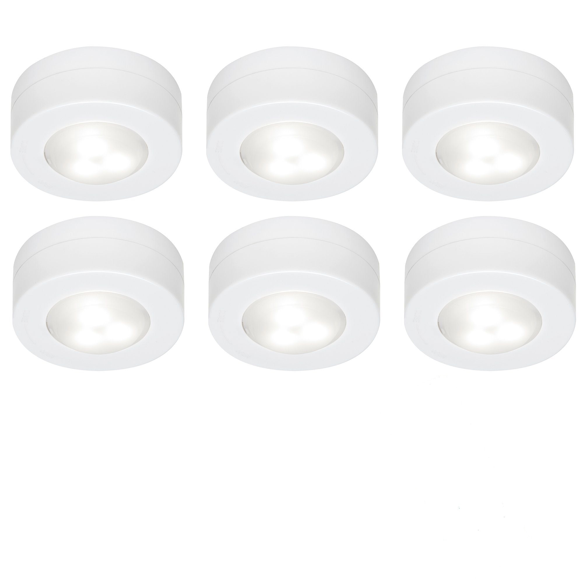 Fotografie Set 6 lampi LED Briloner, cu telecomanda, baterii, dimabil, functie timer, 60 lm/spot, lumina neutra (4000k), banda adeziva inclusa