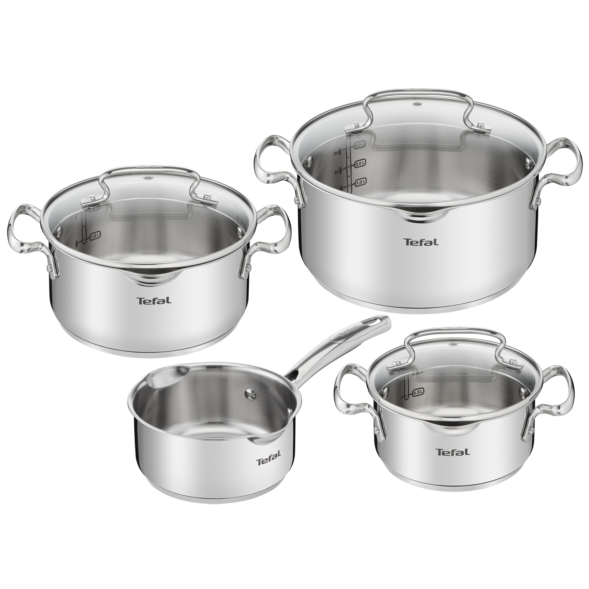 Fotografie Set 7 piese Tefal Duetto Plus, inductie, sistem de gradatie, capac de sticla