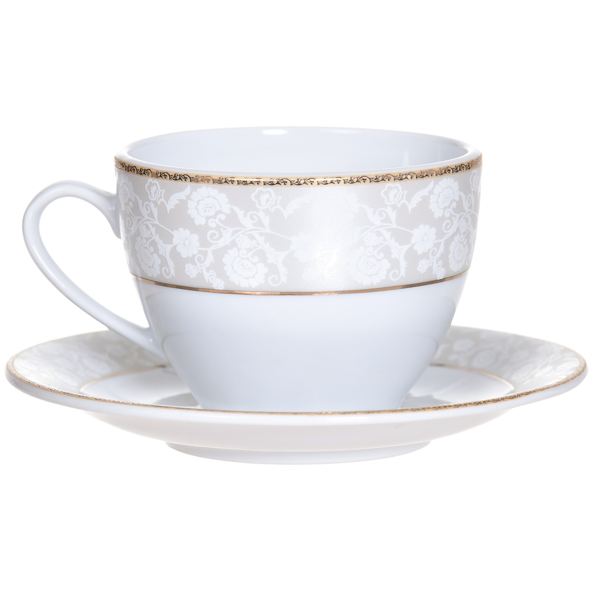 Fotografie Set cafea 12 piese Dinova Adolf, portelan cu margini lucrate in aur, 190 ml