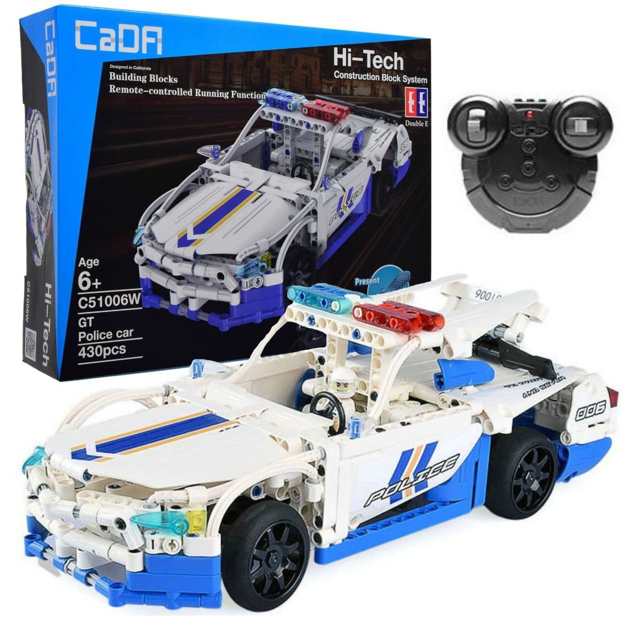 Fotografie Set constructie CaDa - Masinuta RC Police Cruiser C51006W, 430 piese