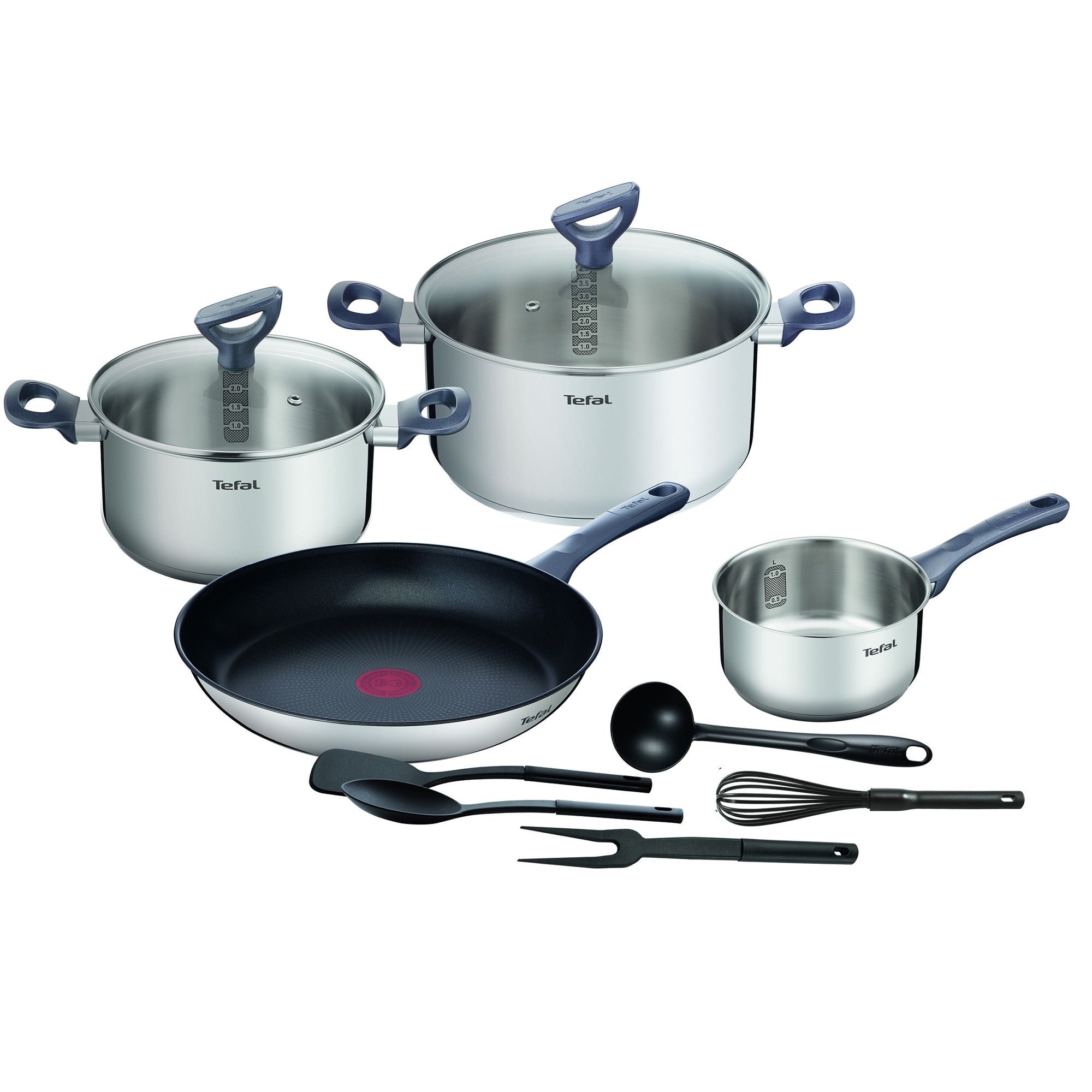 Fotografie Set de 11 piese Tefal Daily Cook, craticioara 16 cm, oala 20/24 cm + capac sticla, 5 spatule