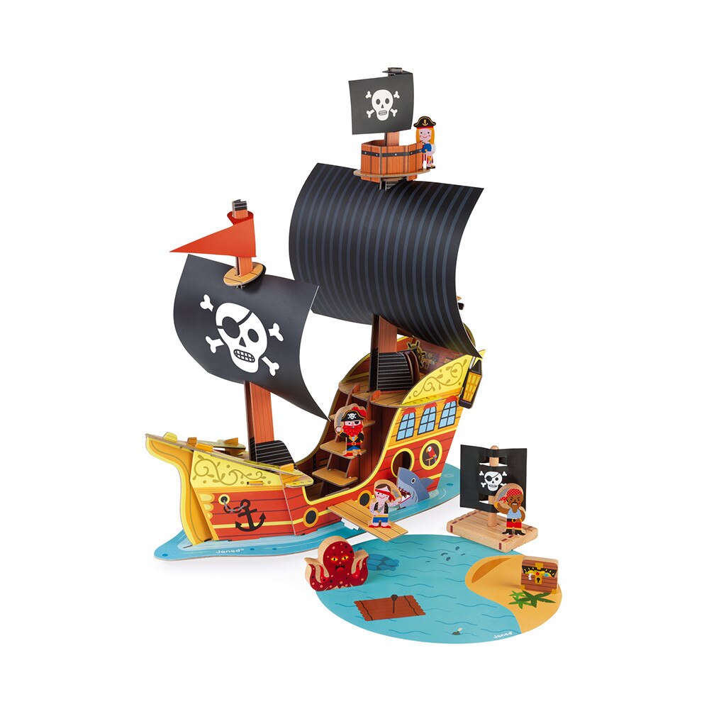 Fotografie Set de joaca Janod Story - Corabia piratilor, 7 figurine