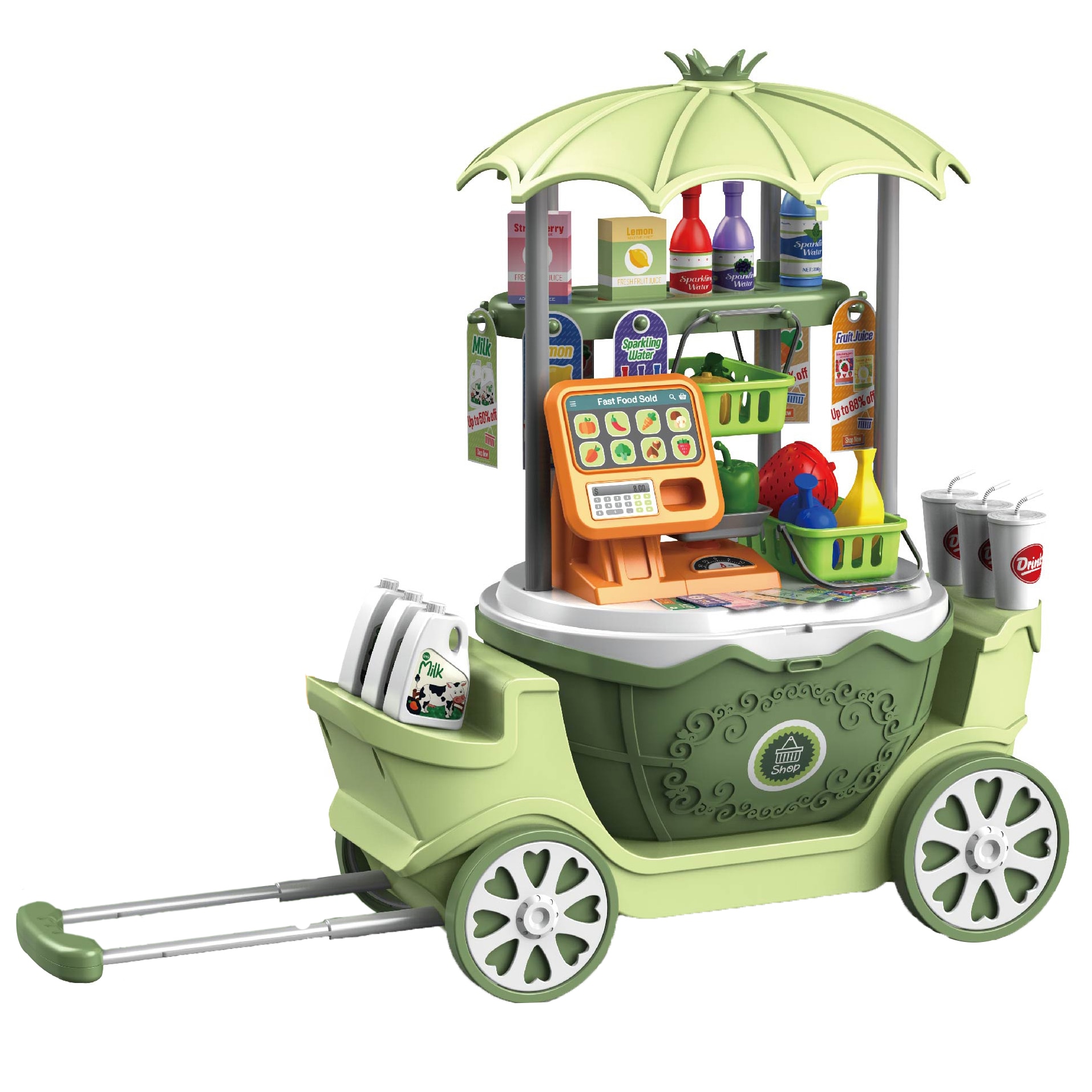 Fotografie Set de joaca Mappy Supermarketul Mobil 4in1, 50 piese, Verde