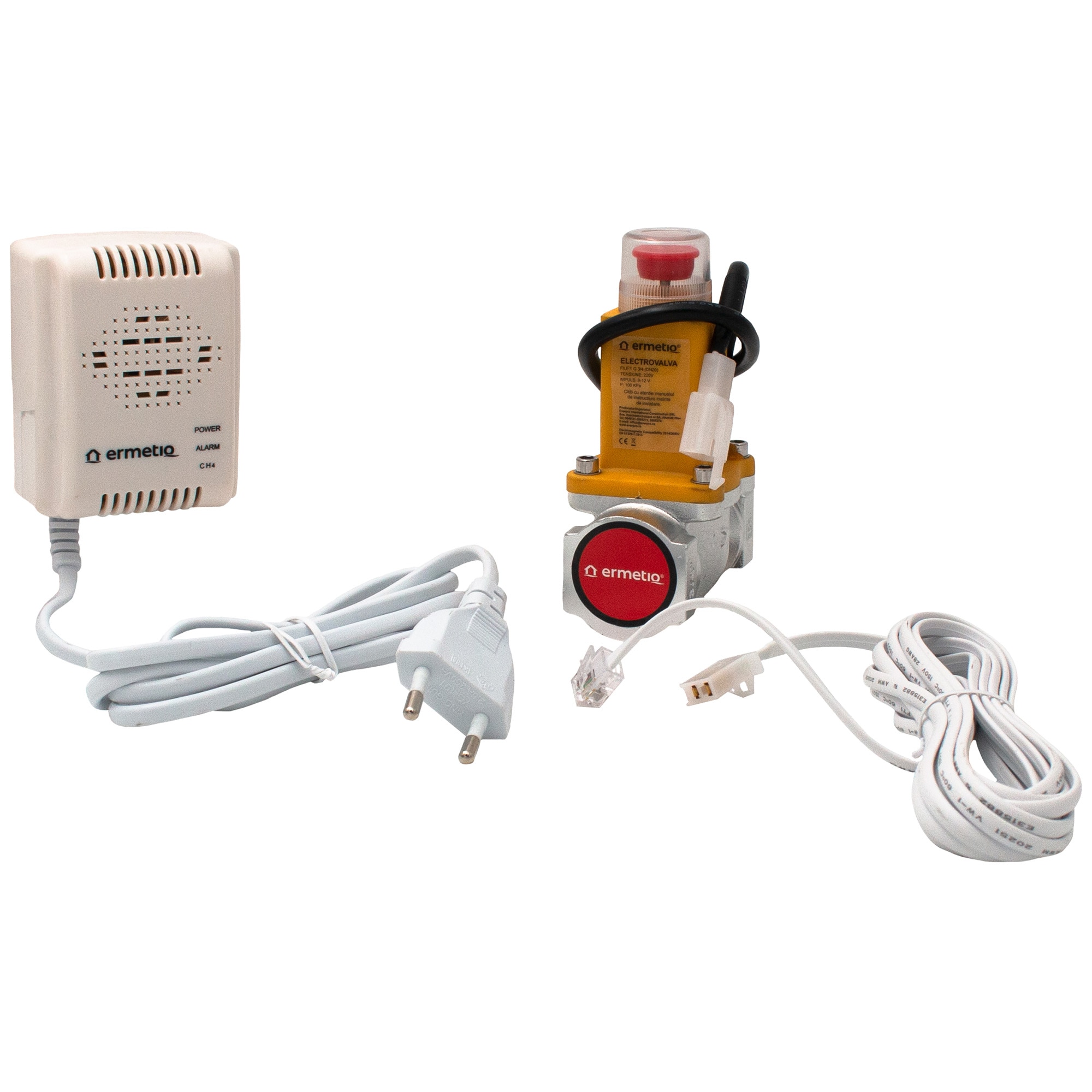 Fotografie Set detector gaz cu electrovalva Everline ELG-QDH/E34, 9-12V/CC, 3/4"