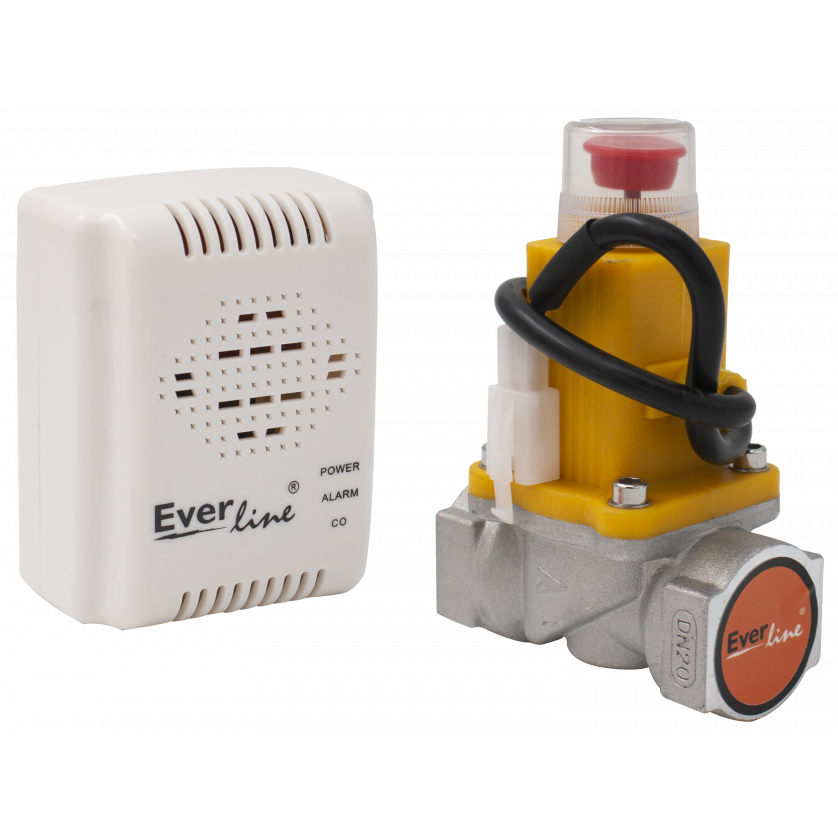 Fotografie Set detector gaz cu electrovalva Everline ELG-QDH/E34, 9-12V/CC, 3/4"