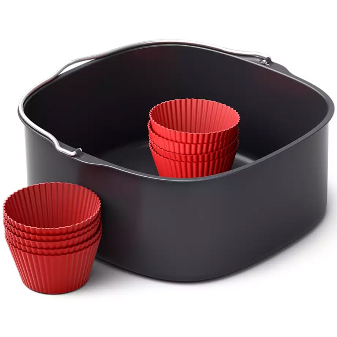 Fotografie Set pentru copt XXL Philips Airfryer HD9957/00, seria 5000, Tava de copt (2,5l), 9 forme din silicon pentru briose