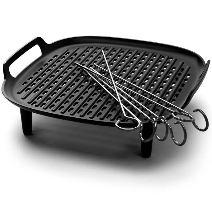 Fotografie Set pentru gratar XXL Philips Airfryer HD9959/00, Seria 5000, accesoriu plita-gratar neaderenta, 6 bete de frigarui pentru a face retete speciale la gratar