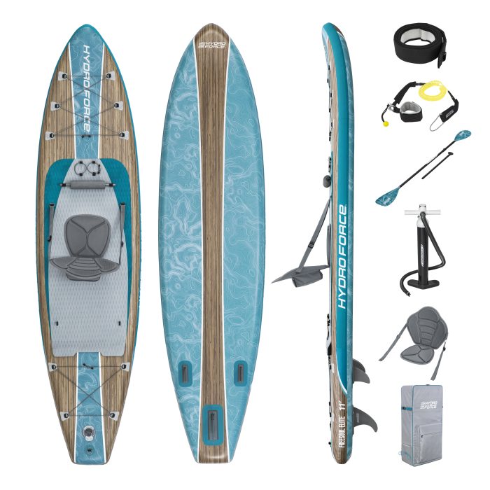 Fotografie Set placa SUP Bestway Hydro-ForceFreeSoul Elite, 335 cm x 84 cm x 15 cm, pompa inclusa, padela aluminiu 217cm
