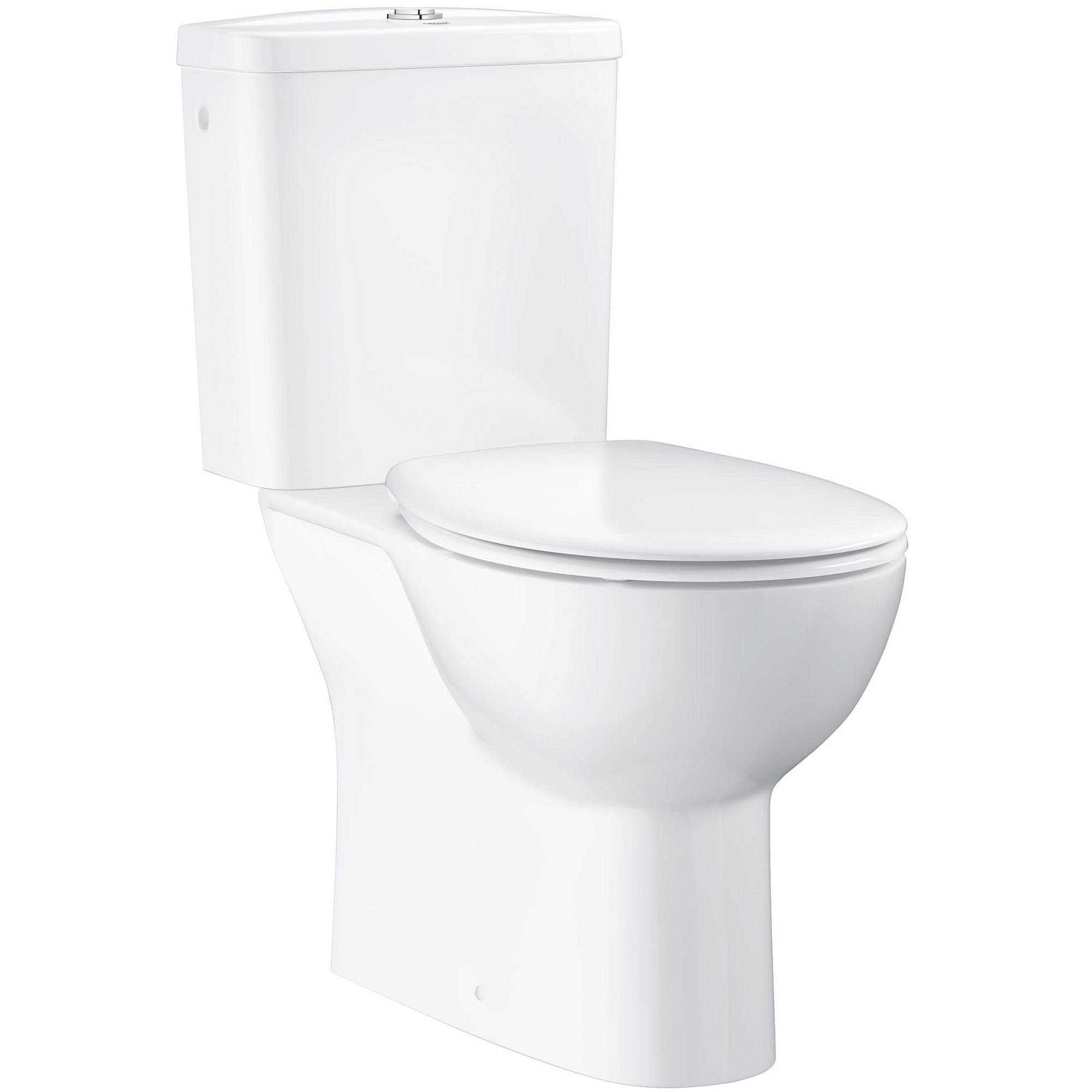 Fotografie Set vas WC Grohe Bau Ceramic 39346000, montare pe podea, rimless, alimentare laterala, capac SoftClose, alb