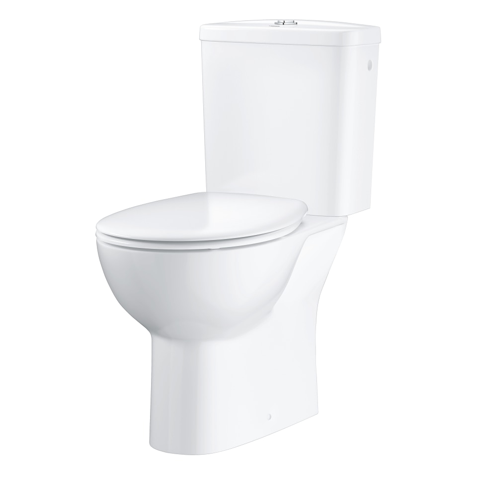 Fotografie Set WC Grohe Bau Ceramic 39496000, pe podea, evacuare orizontala, SoftClose, Rimless, alb