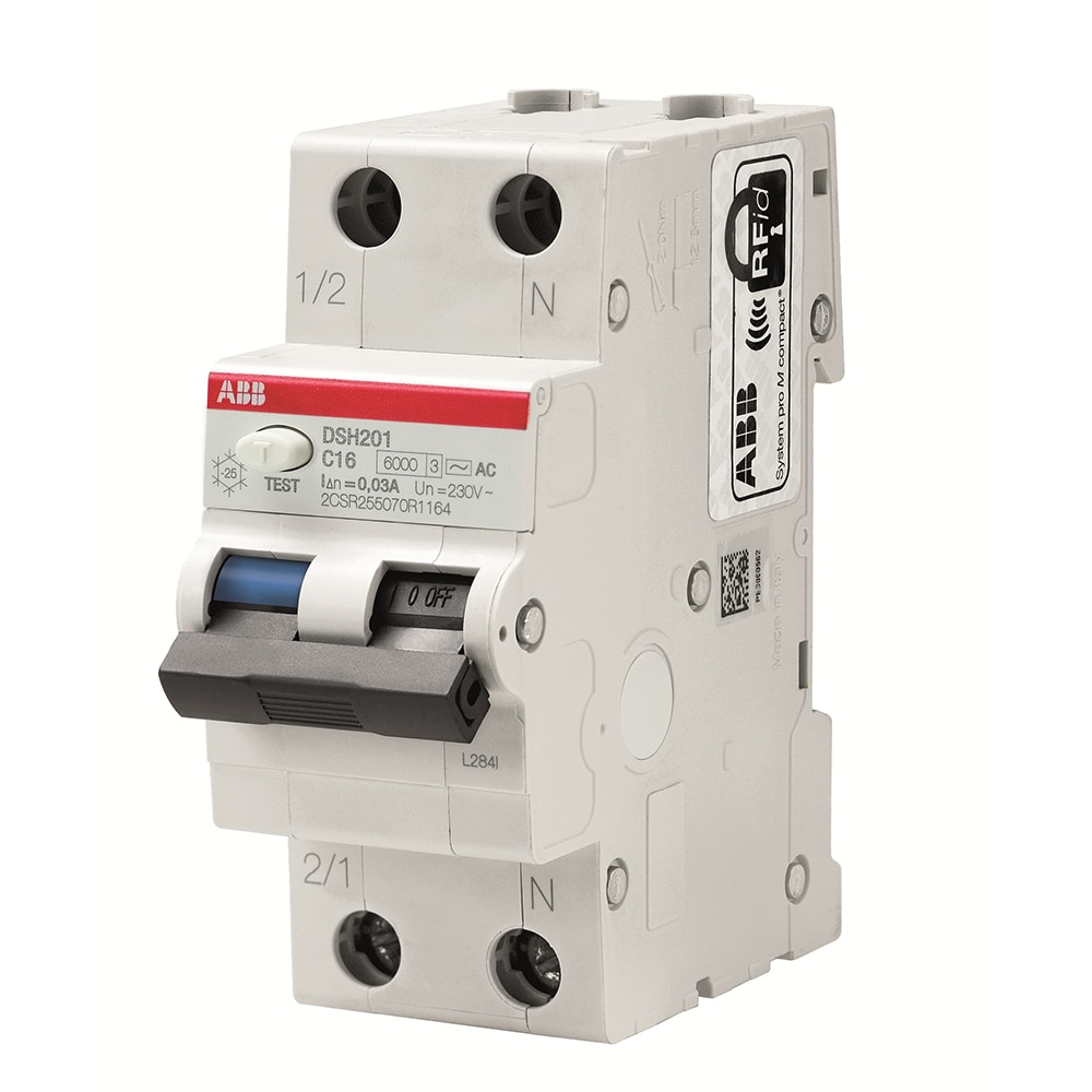 Fotografie Siguranta electrica automata diferentiala ABB 2CSR255070R1164, RCBO, latime 2 module, 6KA C 1P+N 30MA AC 16A